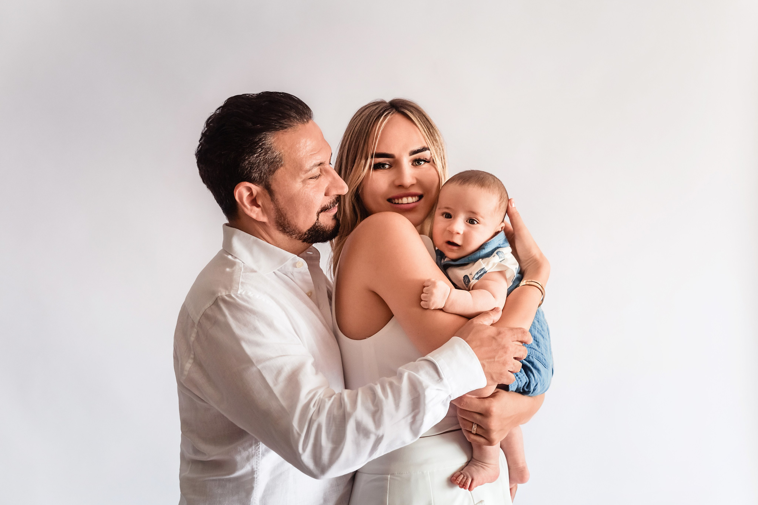 Photo session with three-month-old baby