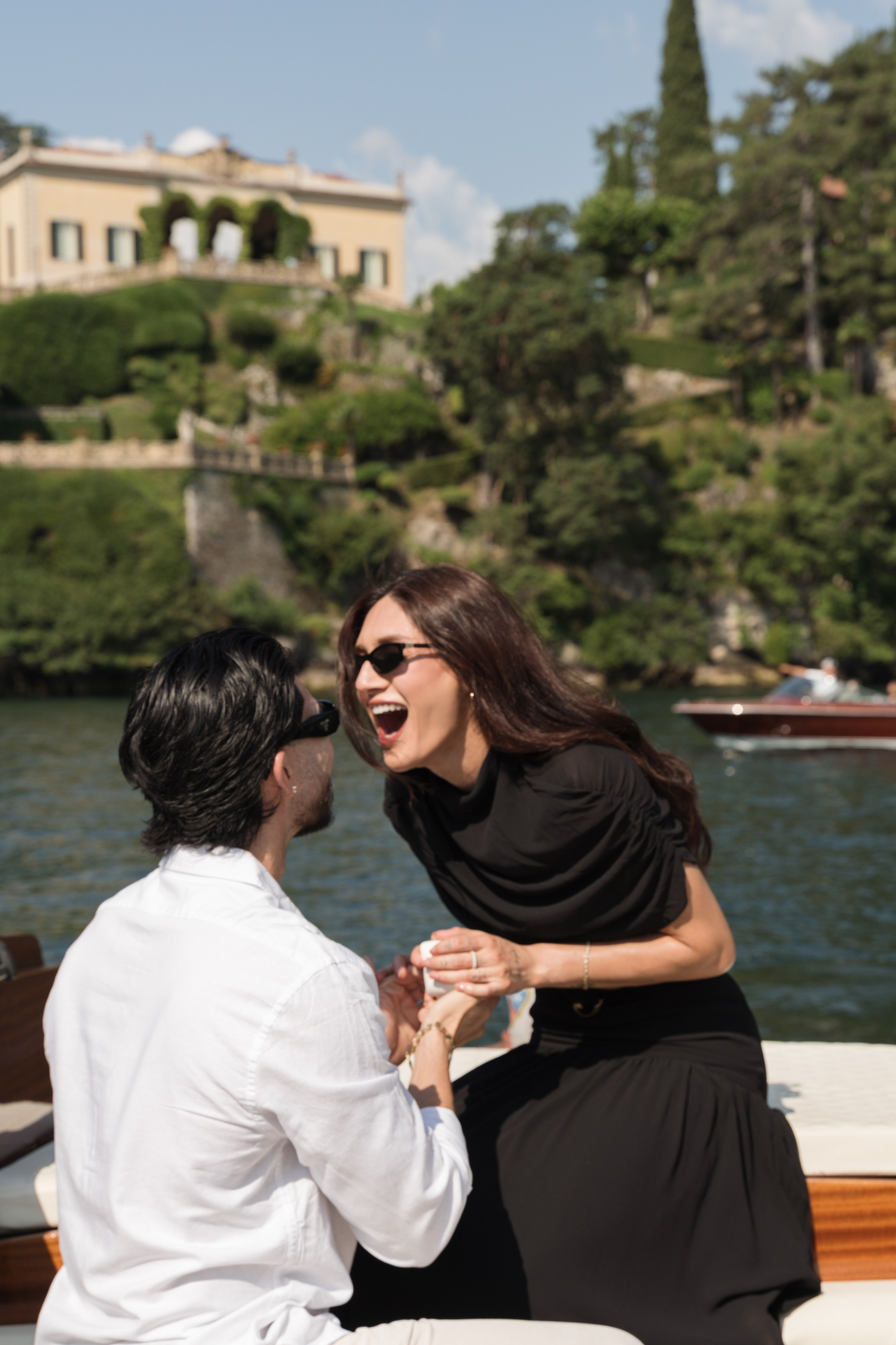 Emotional Boat Proposal in Tremezzo. Lake Como Proposal Photographer | Surprise Proposals & Engagements