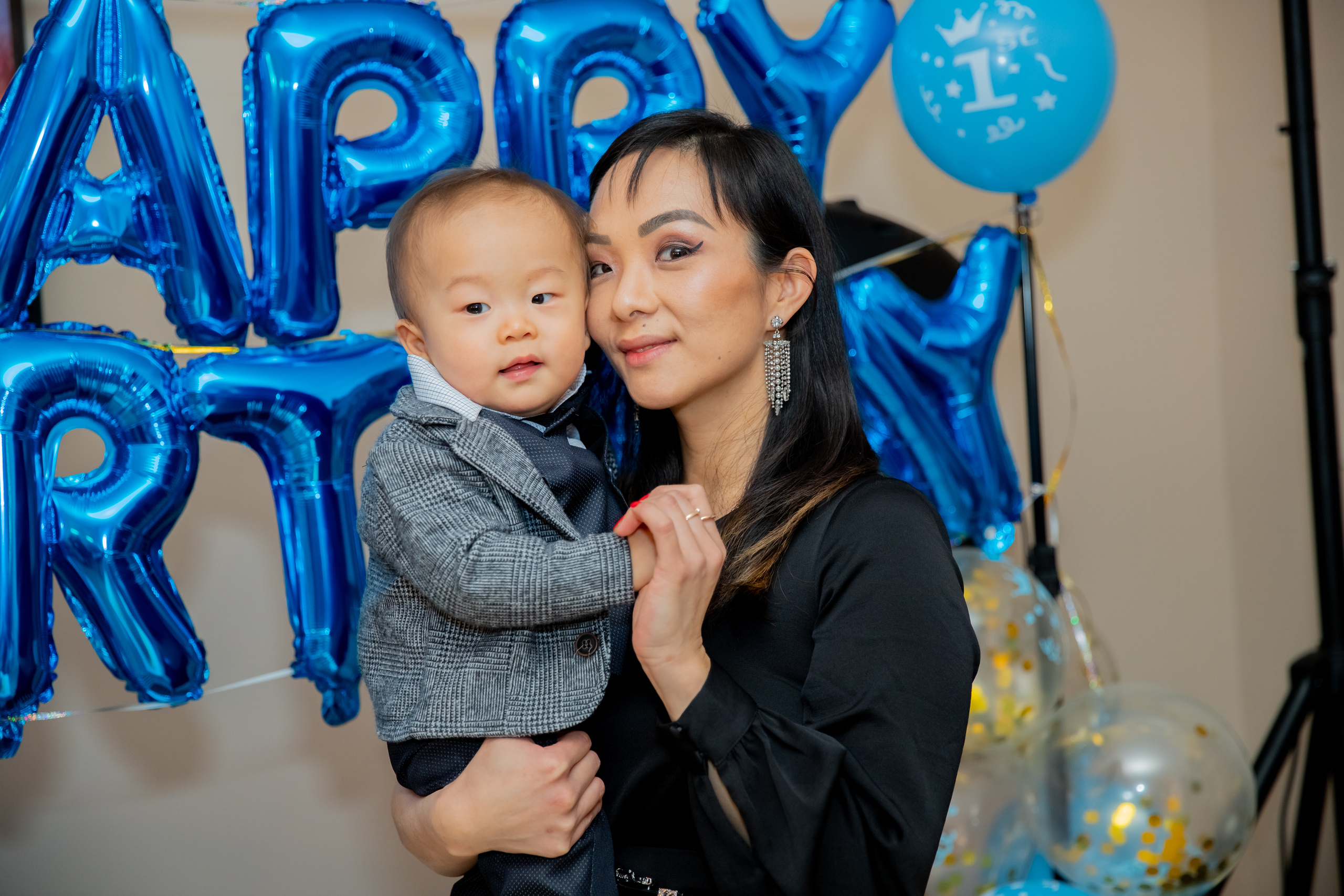 Mom and Son celebrating first birthday