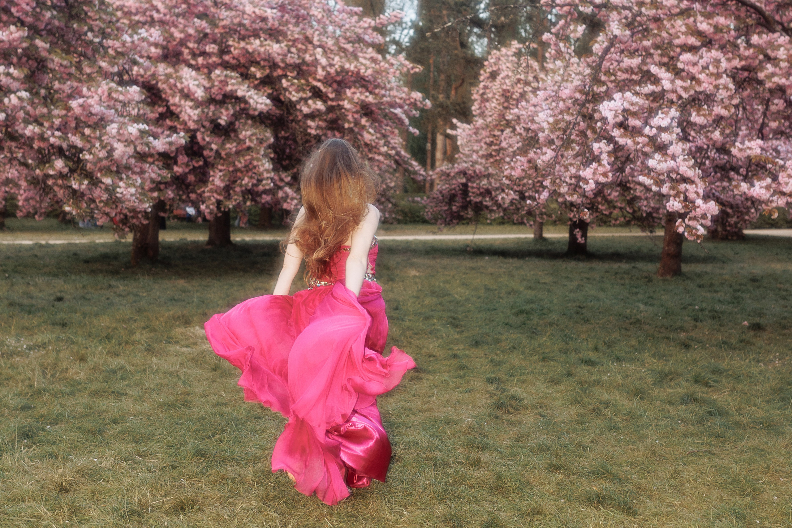 Фотосесессия девушки в цветении.  Кинематографическая фотография