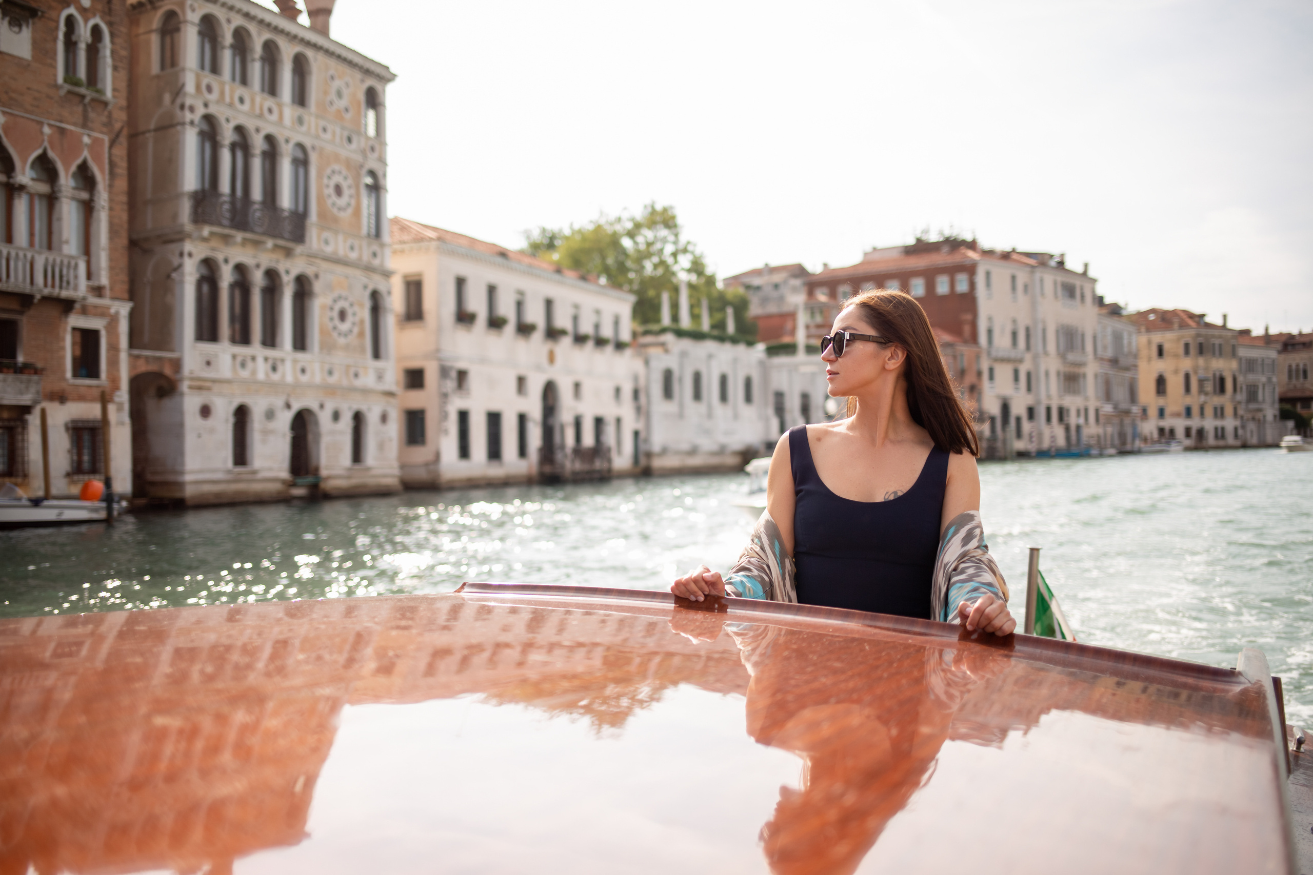 Photo session on a water taxi. Photographer in Venice, Viktoria Antonova