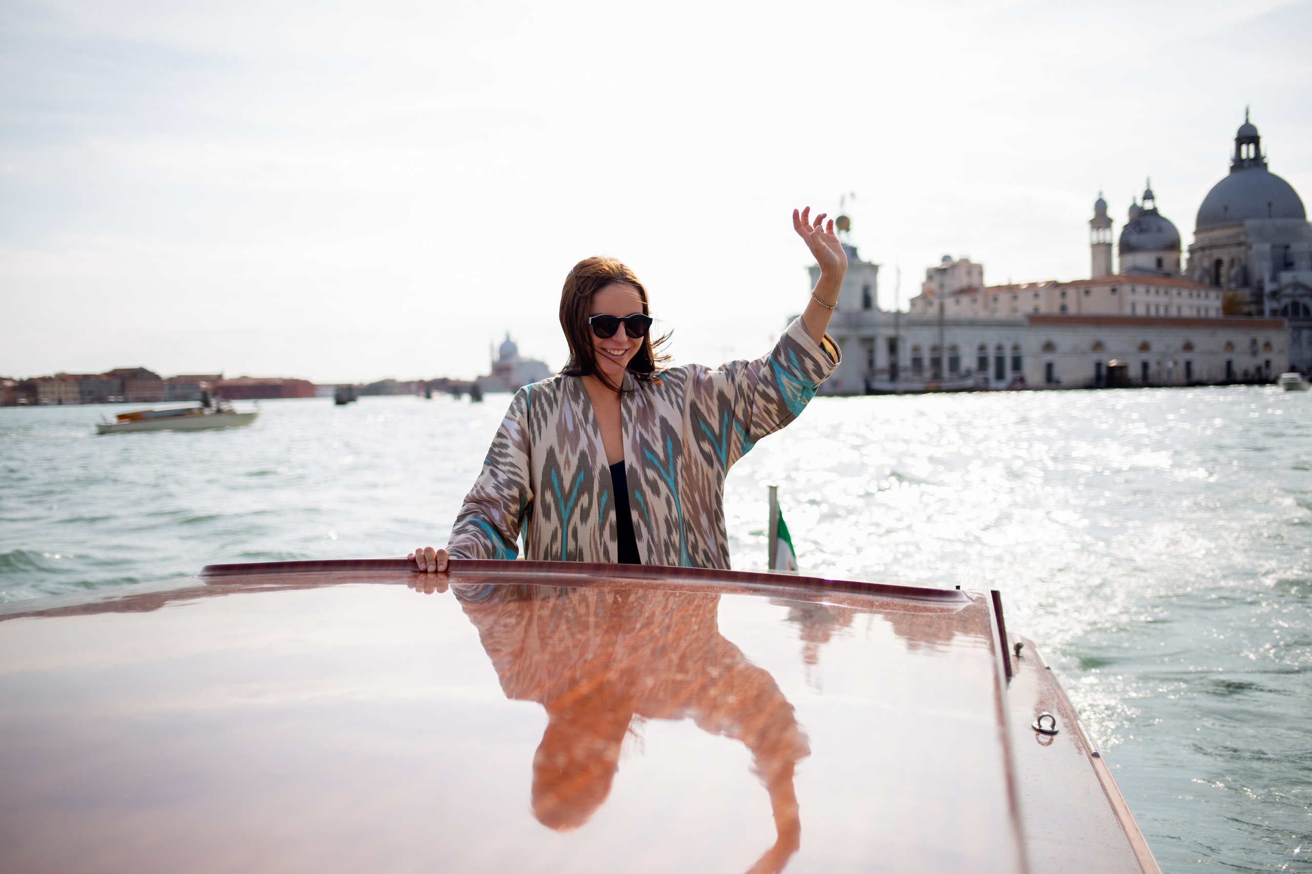 Photo session on a water taxi. Photographer in Venice, Viktoria Antonova