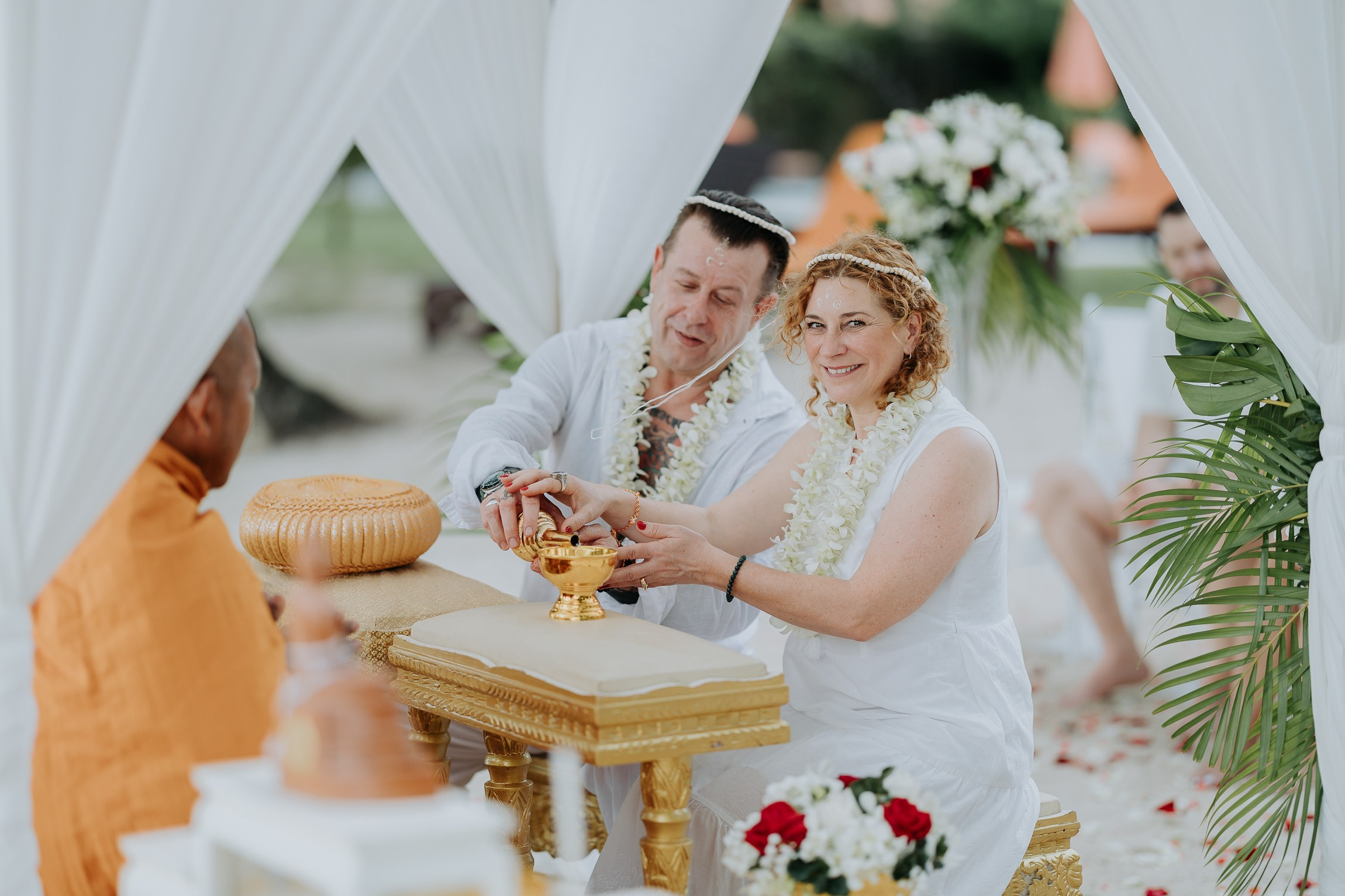 Simone & Matthias Peter. Buddhist blessing wedding Ceremony on Koh Samui, Thailand