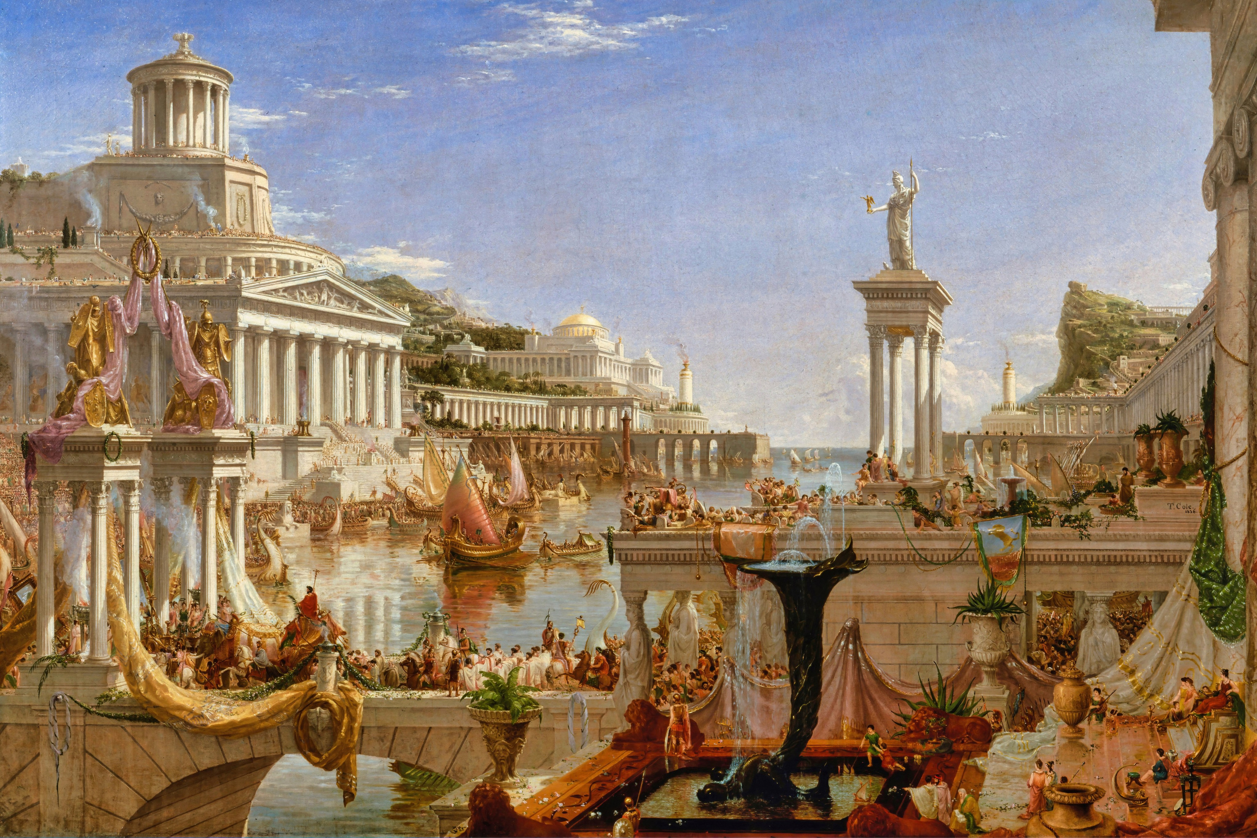 Photography of Italy – Thomas Cole painting The Consummation from The Course of the Empire, 1836, included in a photography book about Rome.