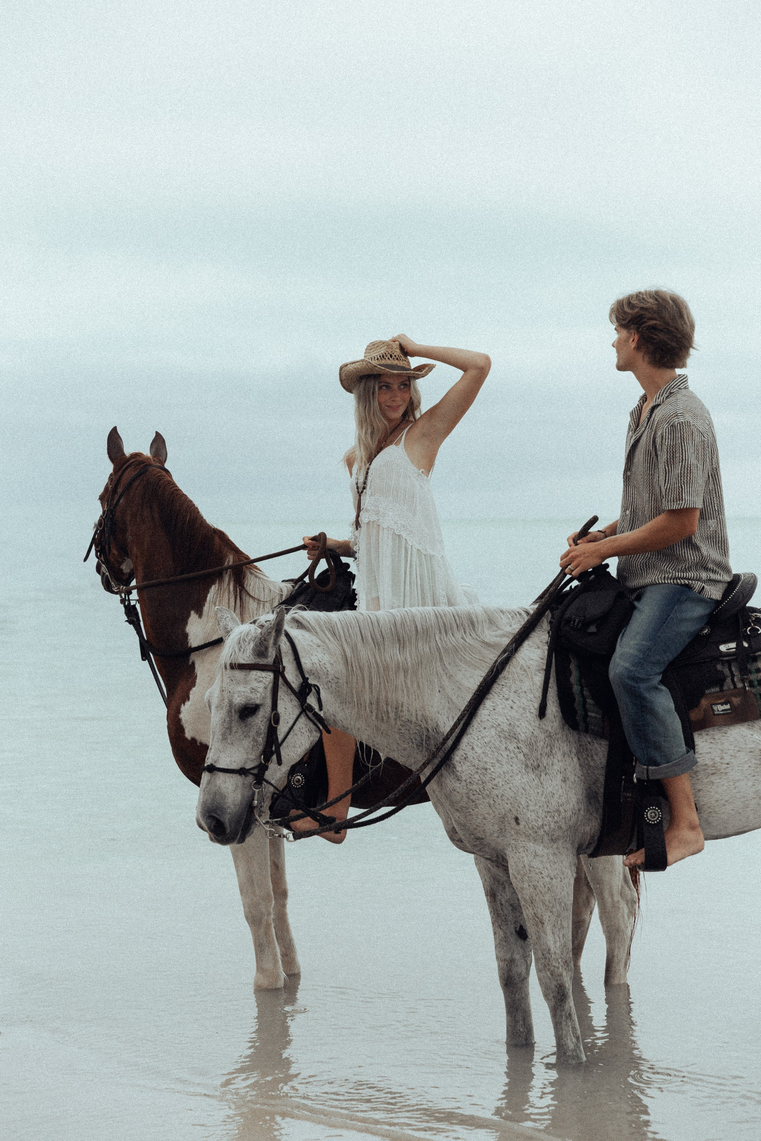 Sunset Horseback Couples Shoot on the Beach in Miami