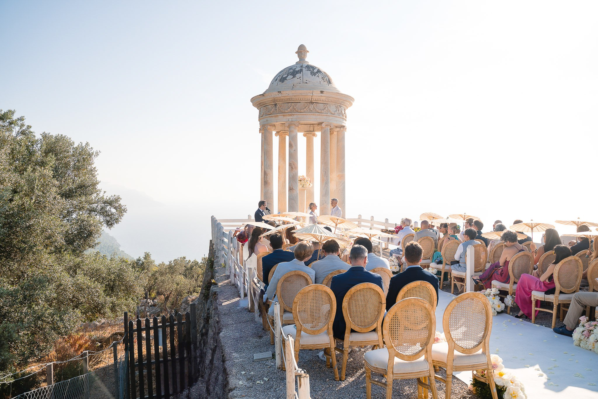 Wedding ceremony at Son Marroig temple overlooking the sea