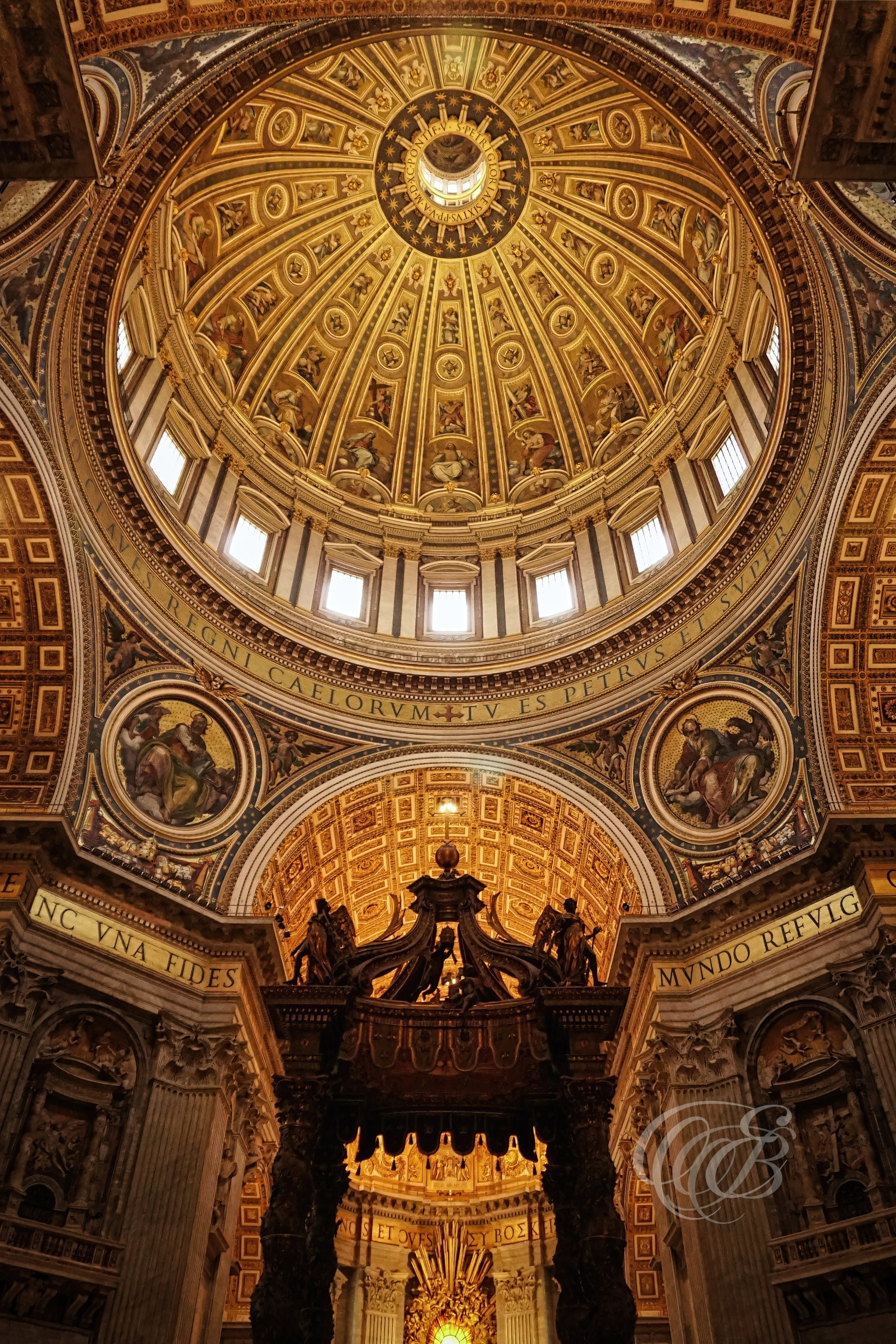 Rome Italy — St. Peter’s Basilica Under the Dome — Eduardo Bartoli Fine Art Photography — Photograph of the interior of St. Peter’s Basilica viewed from beneath the dome in Rome, Italy — photography by Eduardo Bartoli.