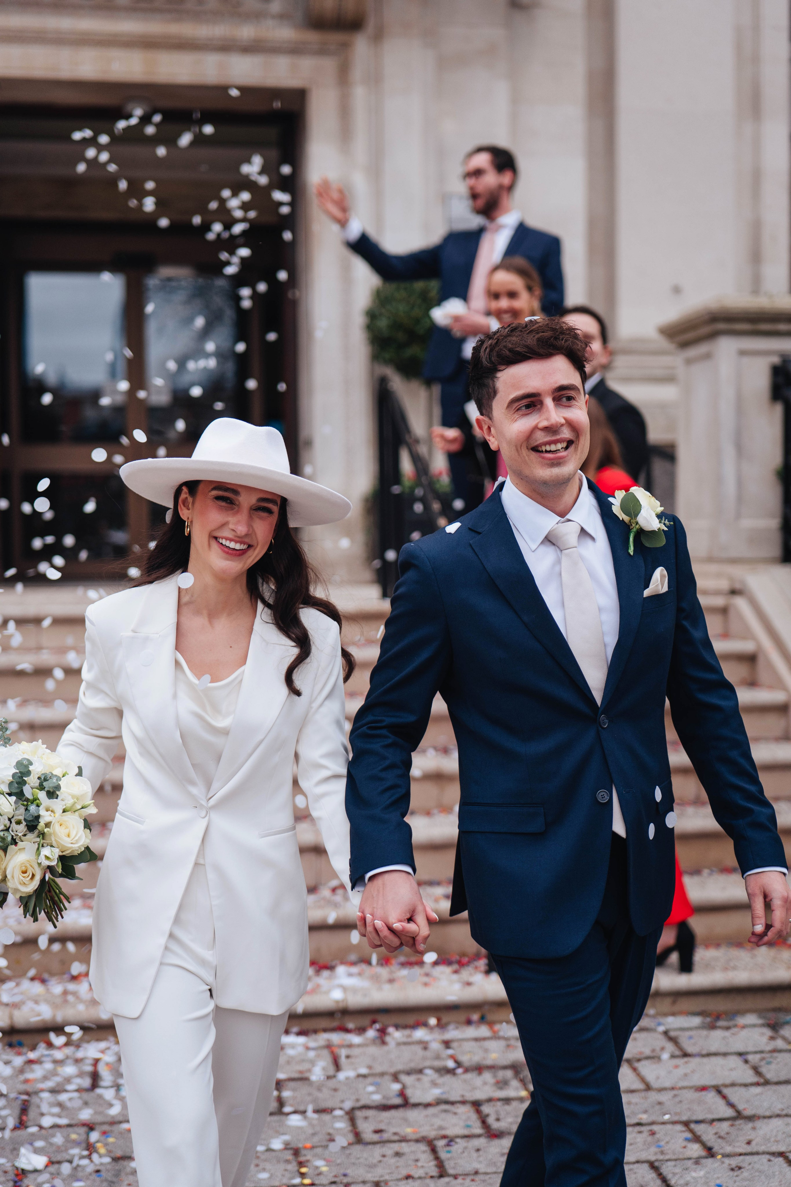 Exit from Islington town hall, meeting the couple with confetti