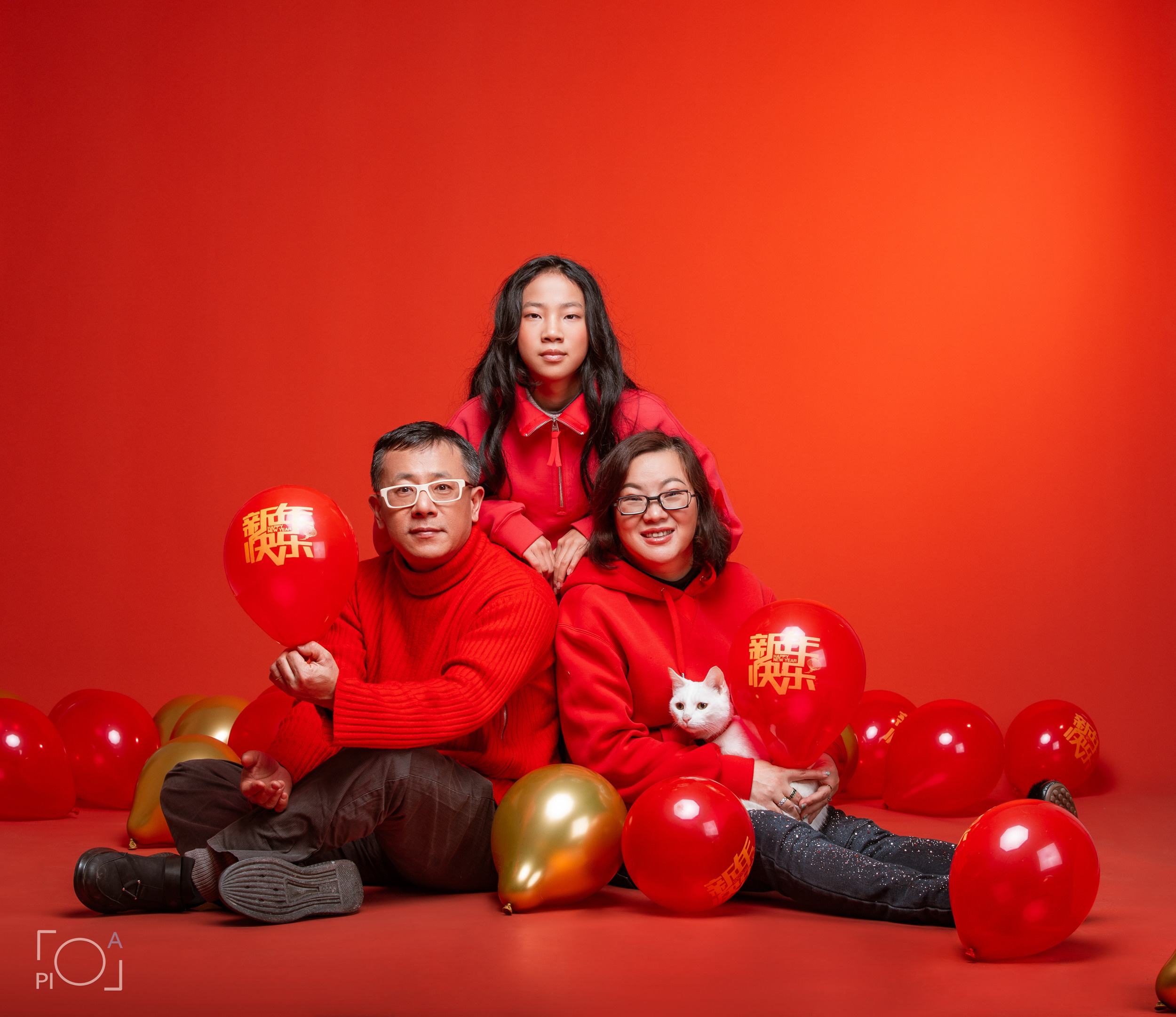 Friendly family: Photo shoot with pets in the studio. Photographer in Shanghai — Lola Pidluskaya
