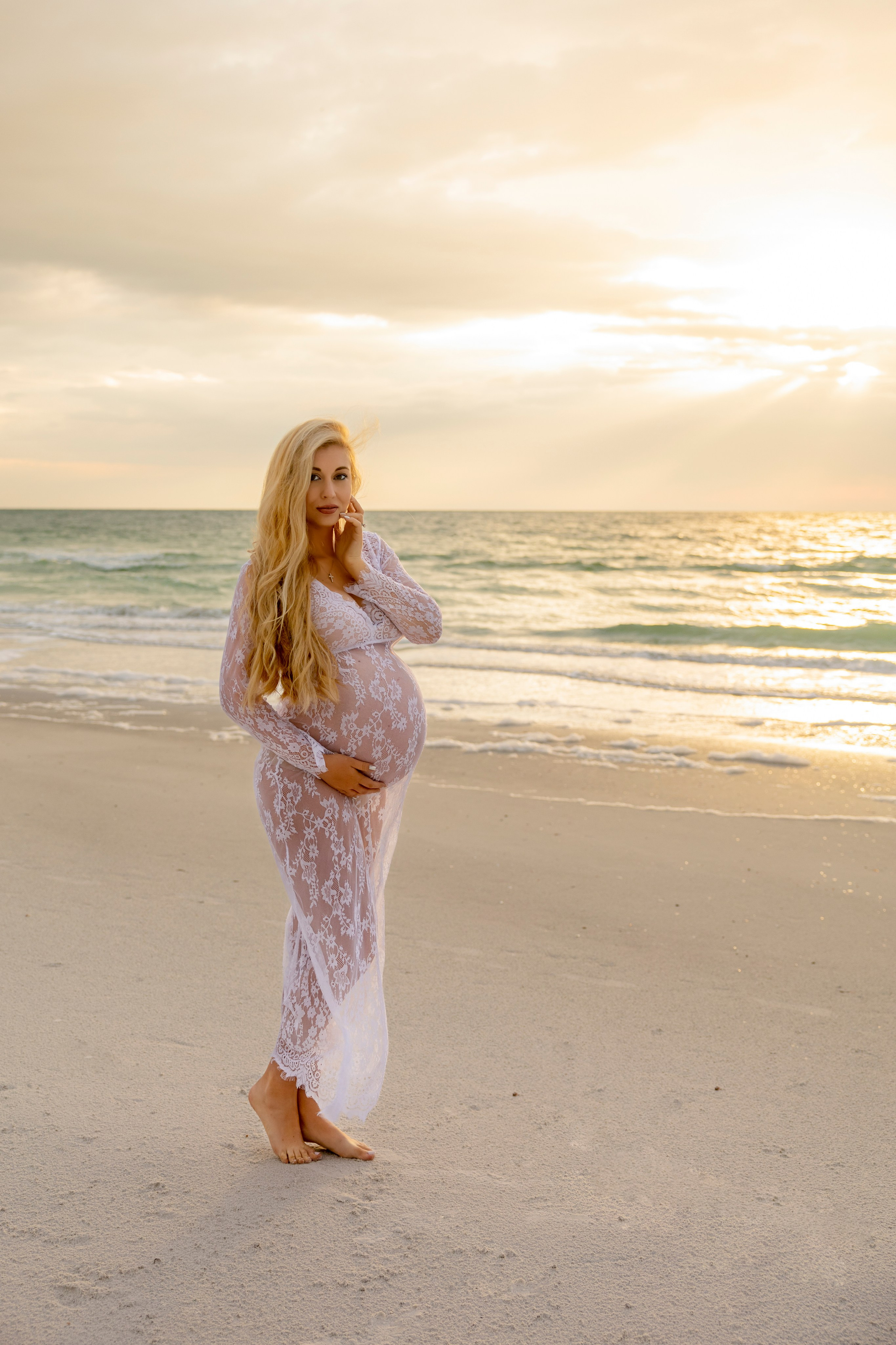sunset on the beach maternity, golden hours