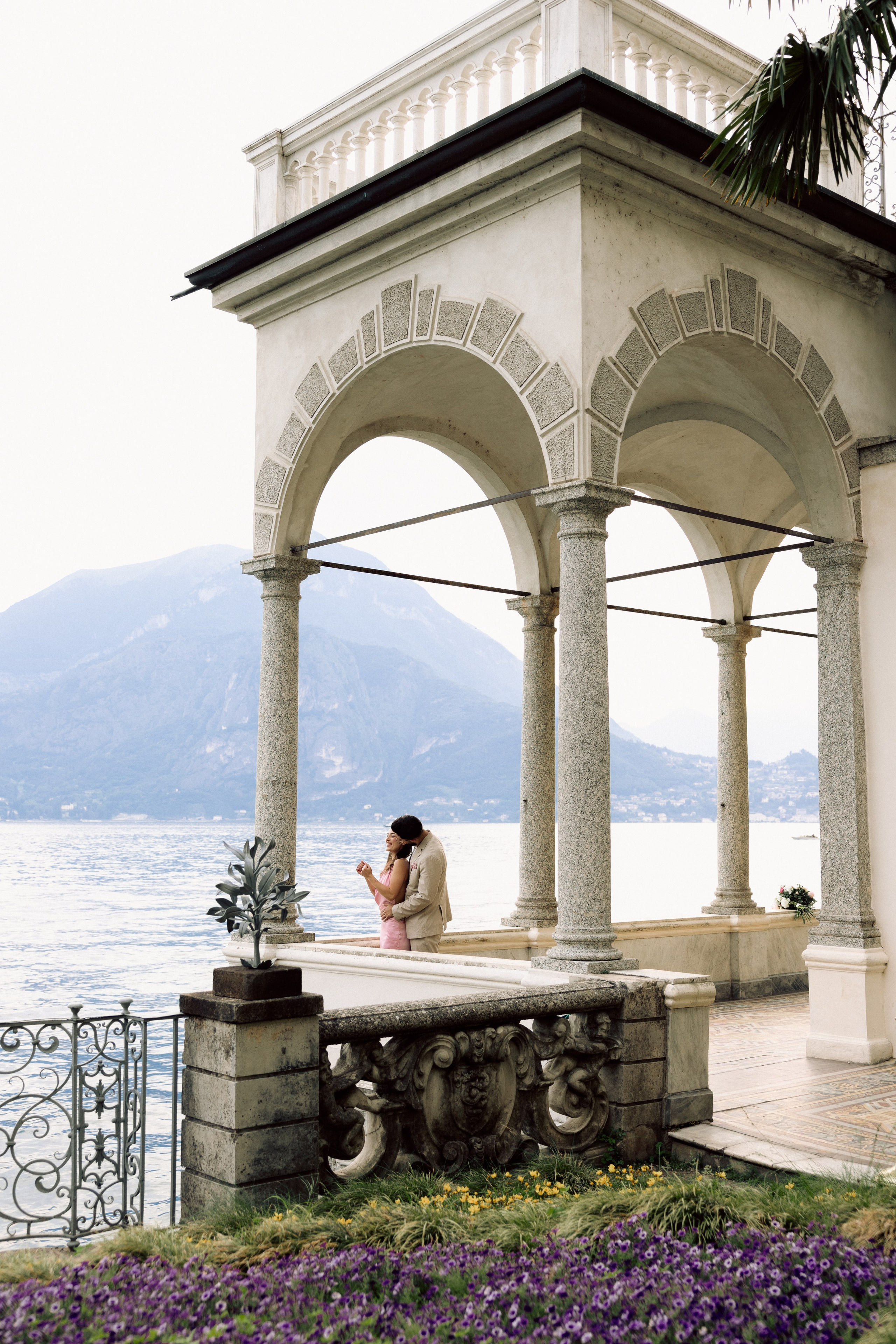 Romantic engagement photos at Villa Monastero on Lake Como