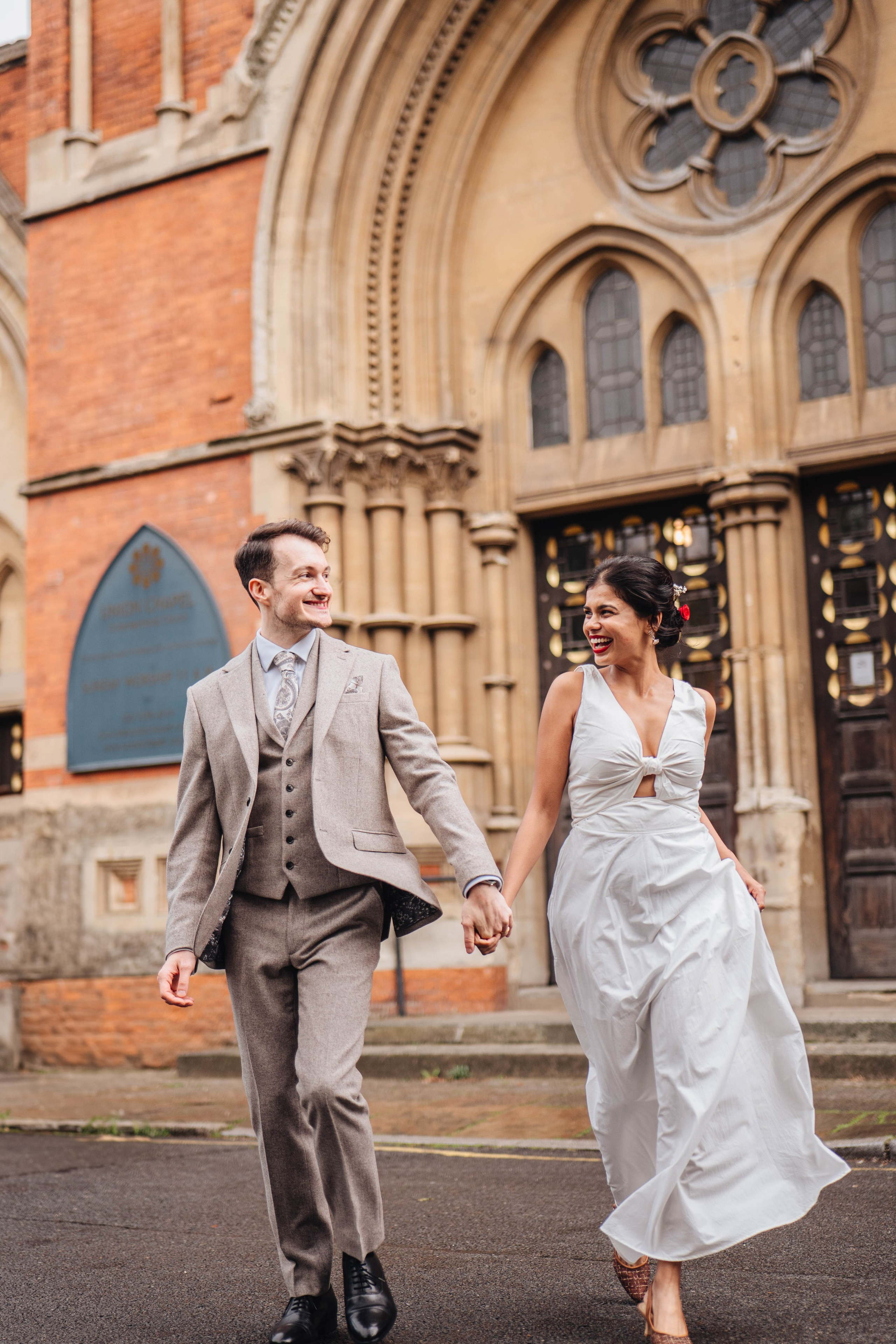 Wedding photography near the church close to Islington town hall