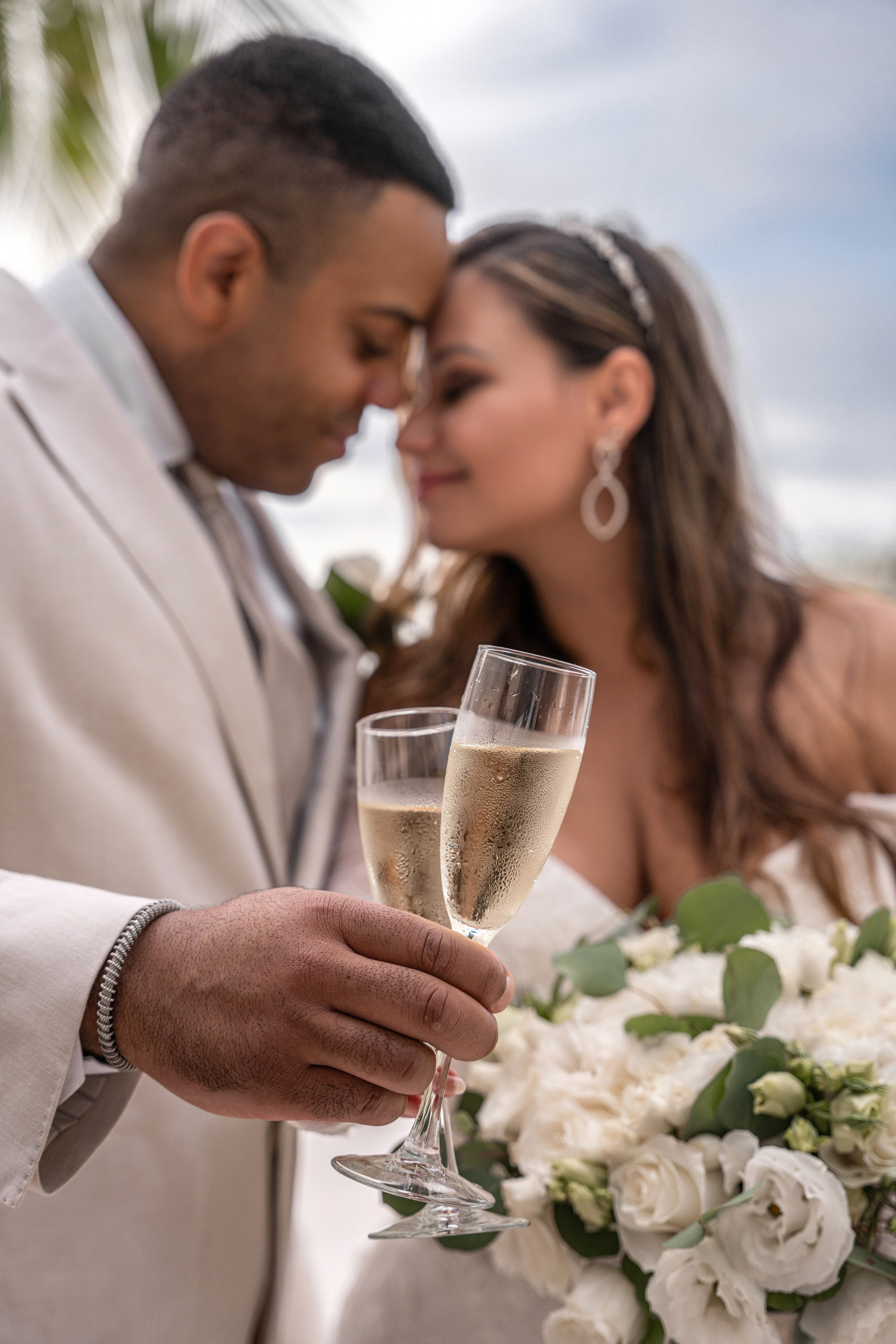Bride and groom facing each other in emotional ceremony moment