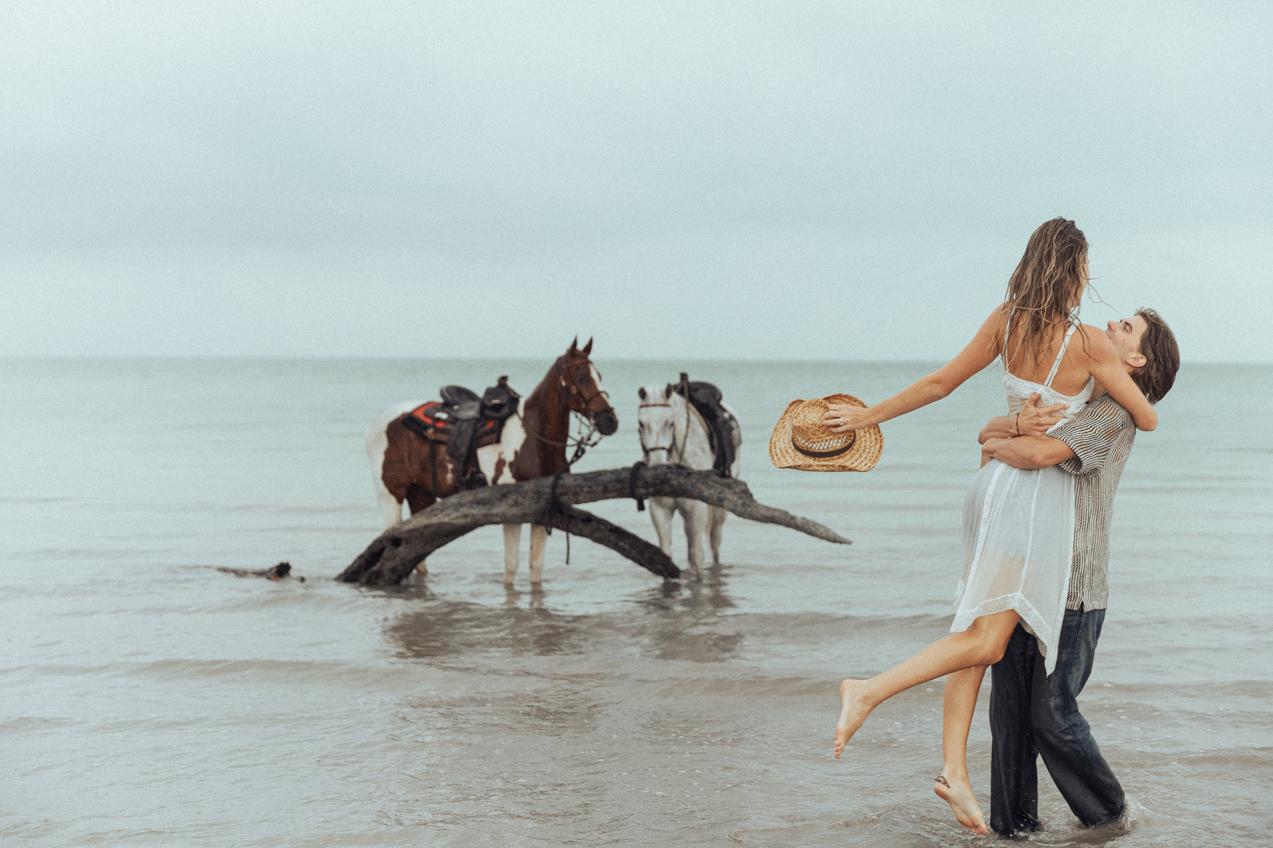 Sunset Horseback Couples Shoot on the Beach in Miami