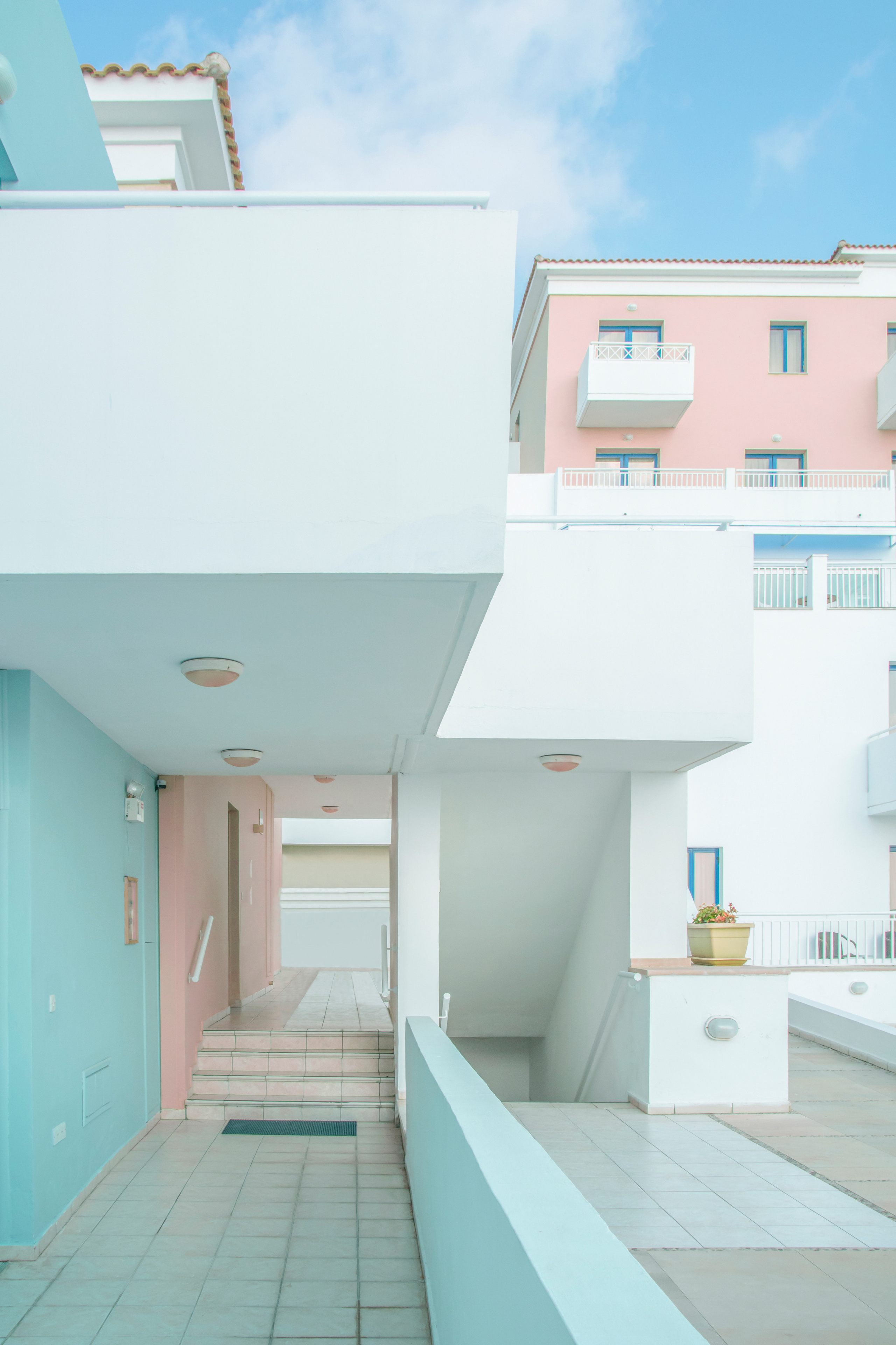 Architecture geometry Paphos Cyprus blue apricot color