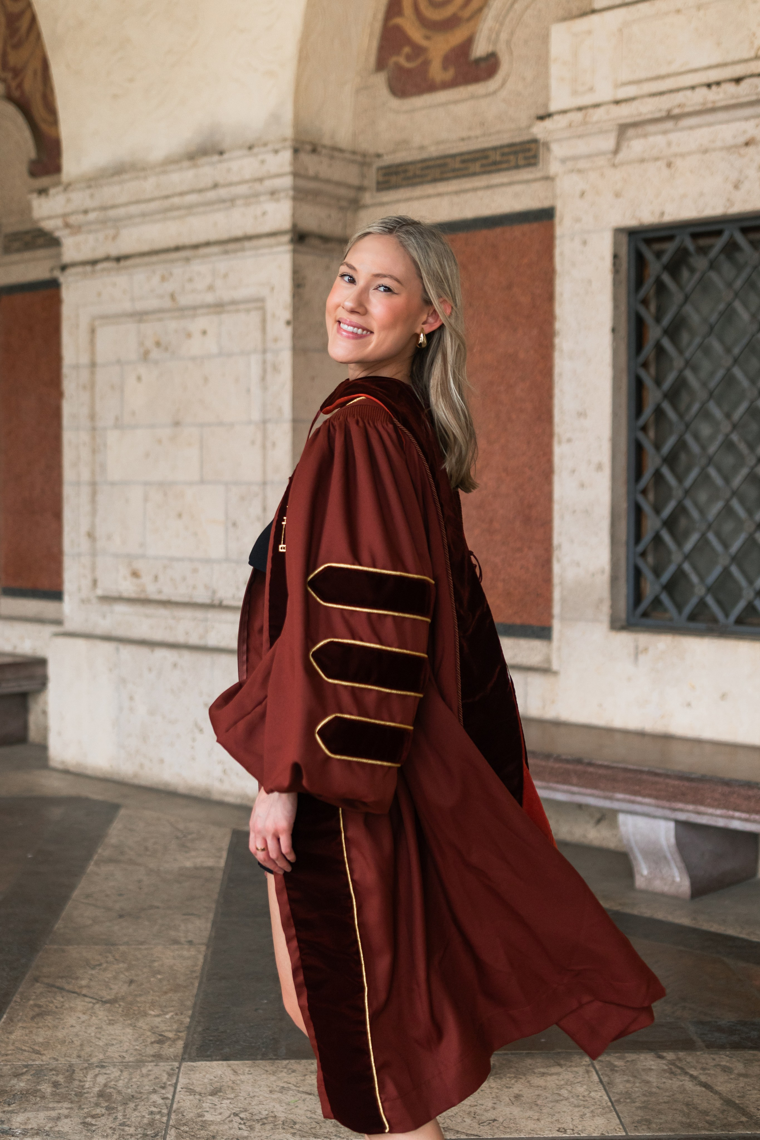 Group graduation photoshoot at the University of Texas Austin