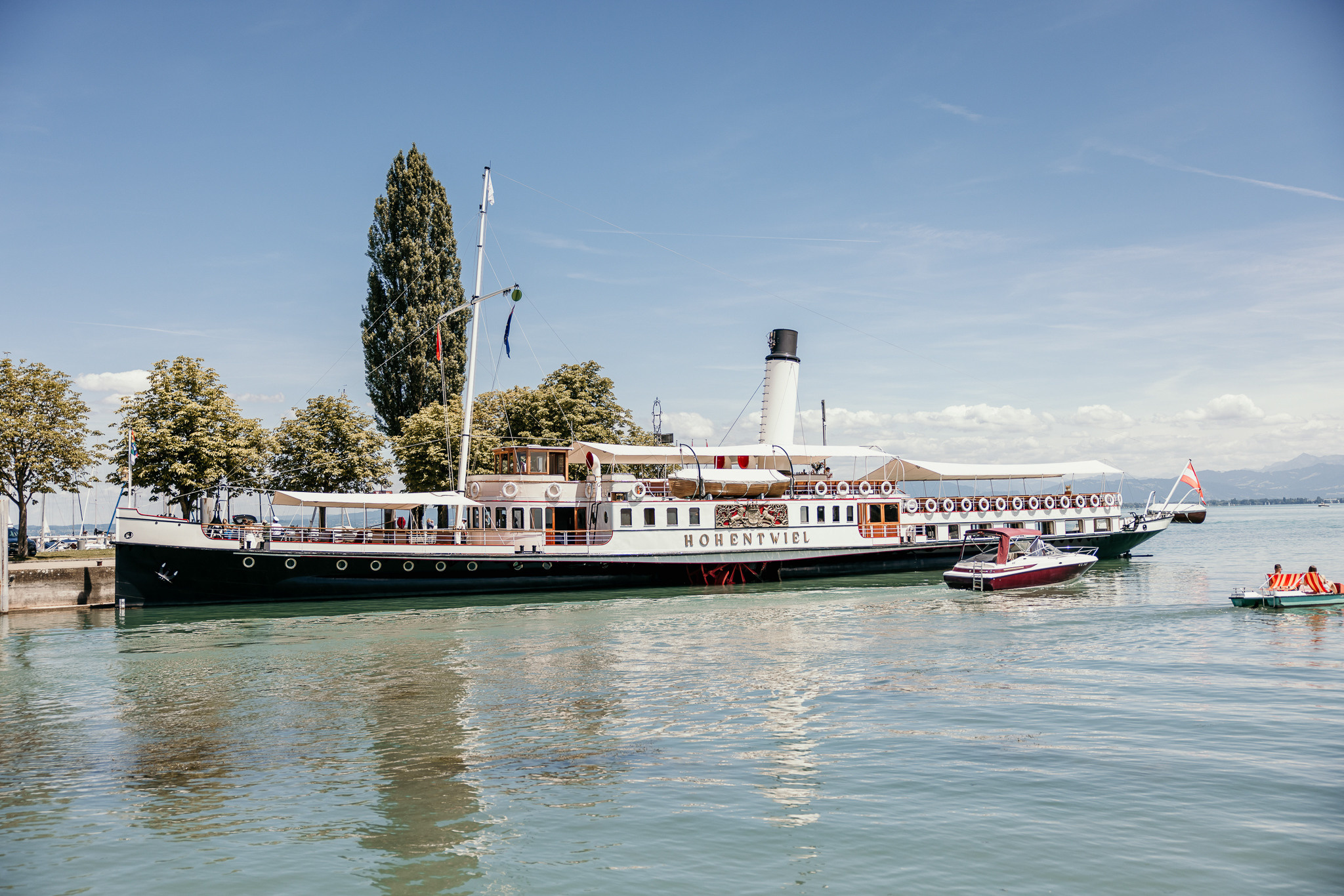 Schiff Hohentwiel das im Hafen von Arbon wartet auf die Gäste