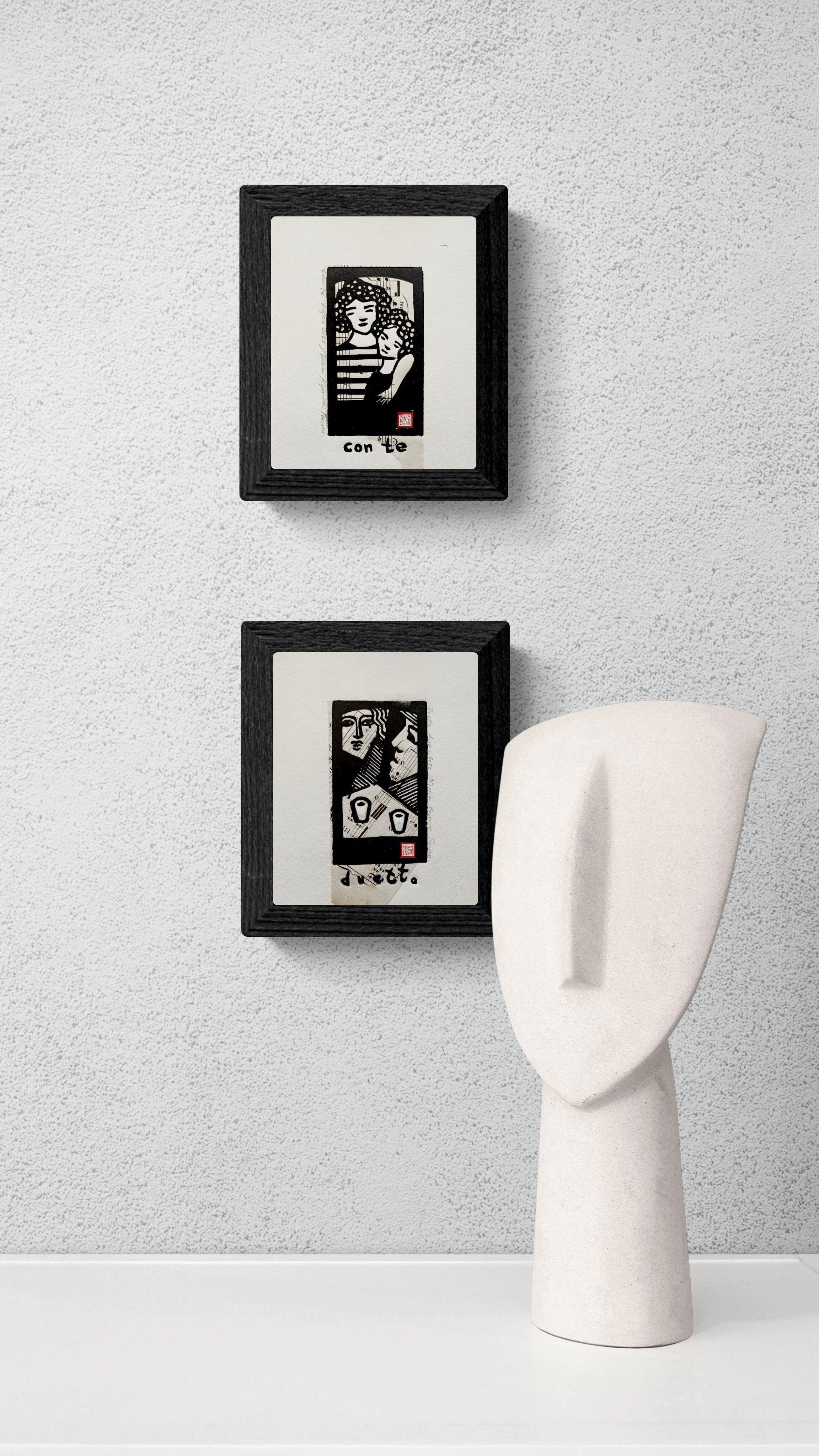 Small print, linocut, linogravire, linograbado, hand print, lovestory, family story, collage, collage art, collage print, Couple, family story, family album, you and me, parents, children, Siblings, brothers, sisters 