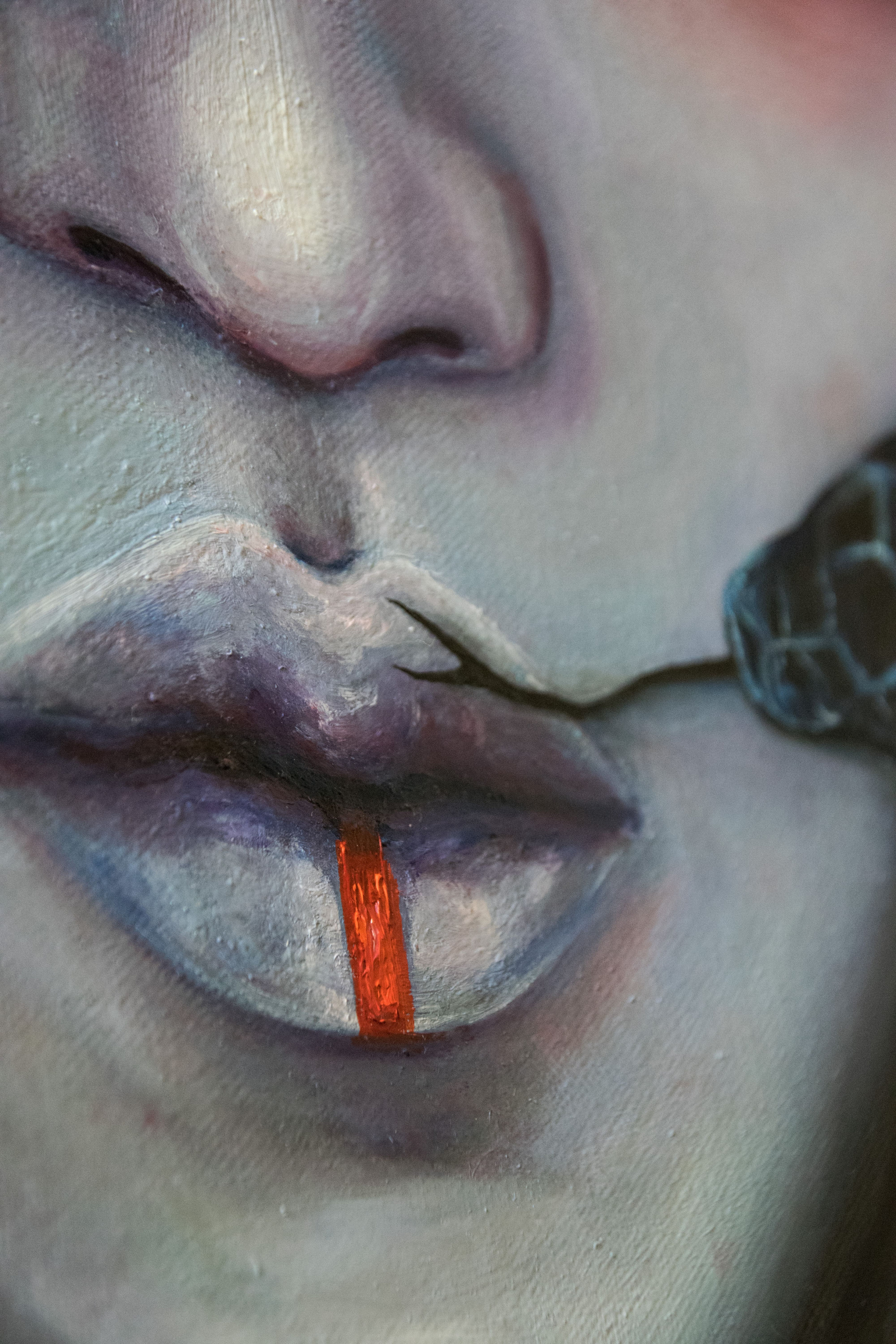 oil on canvas, DERHUND масло холст, художница из Германии, buy art, art collectrors, artist from Germany, Künstlerin aus Wuppertal, Kunst kaufen, figurative Kunst, japanische Maske, Schlange Kunst