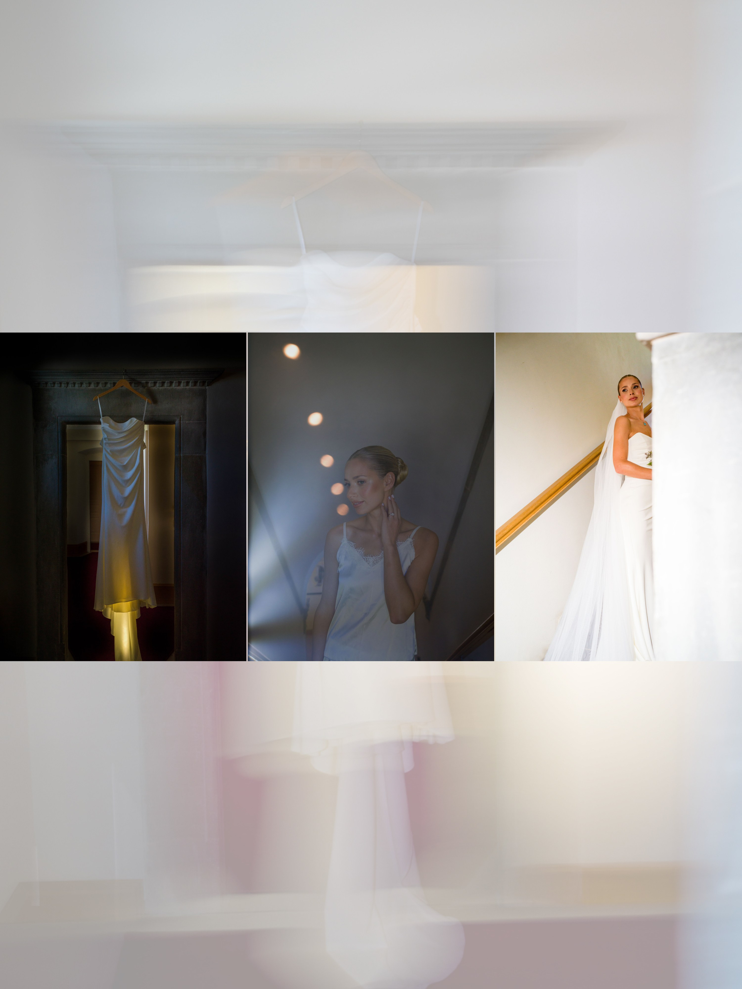 Bride getting ready in Tuscany with wedding dress and natural light