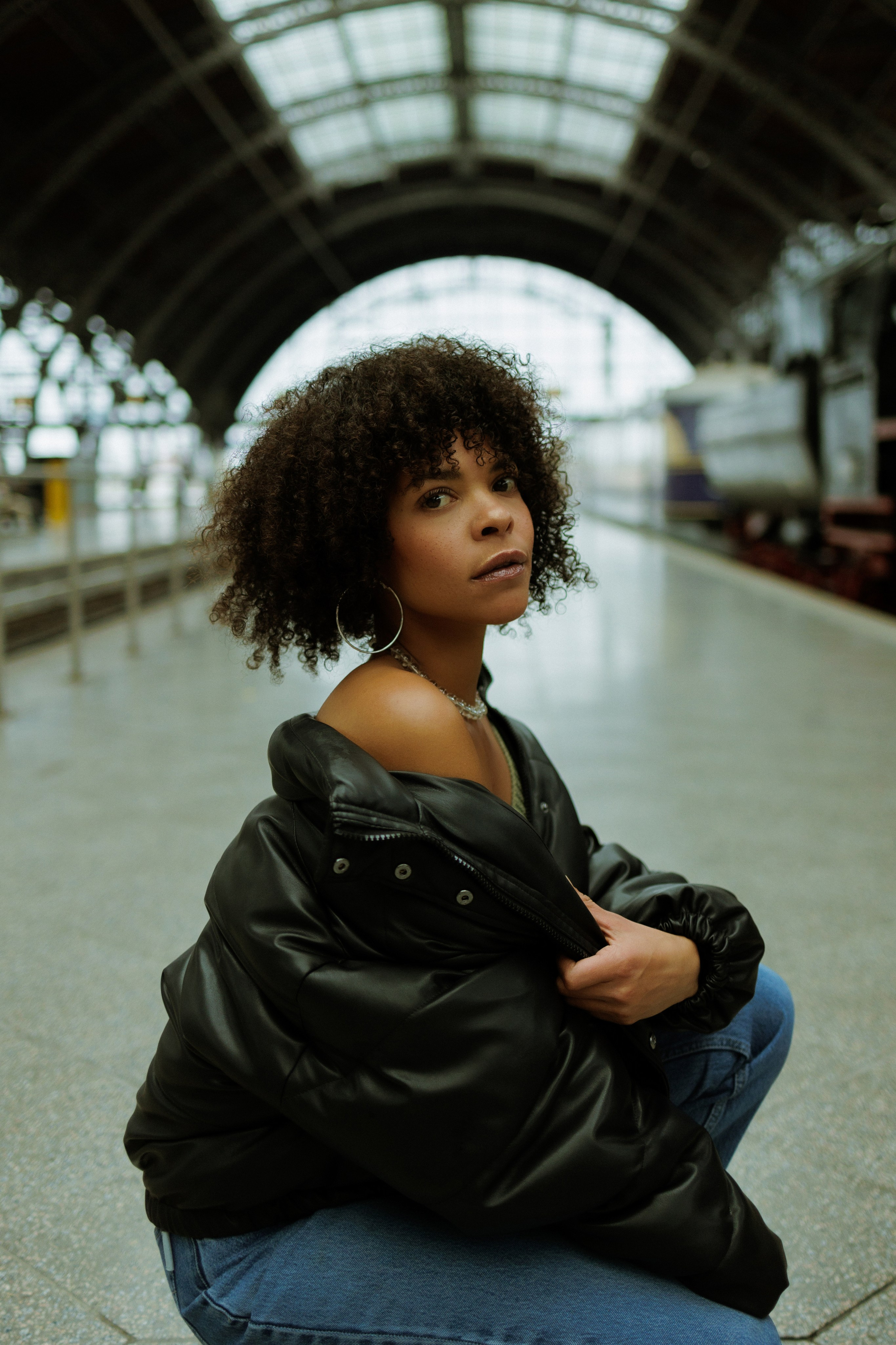 Urban Soul. Portrait Photoshoot at the Train Station. Natural Light & Cinematic Mood. Kristina Kozheltsova- Soulful Portrait&Lifestyle&Love Story Photographer in Leipzig, Germany