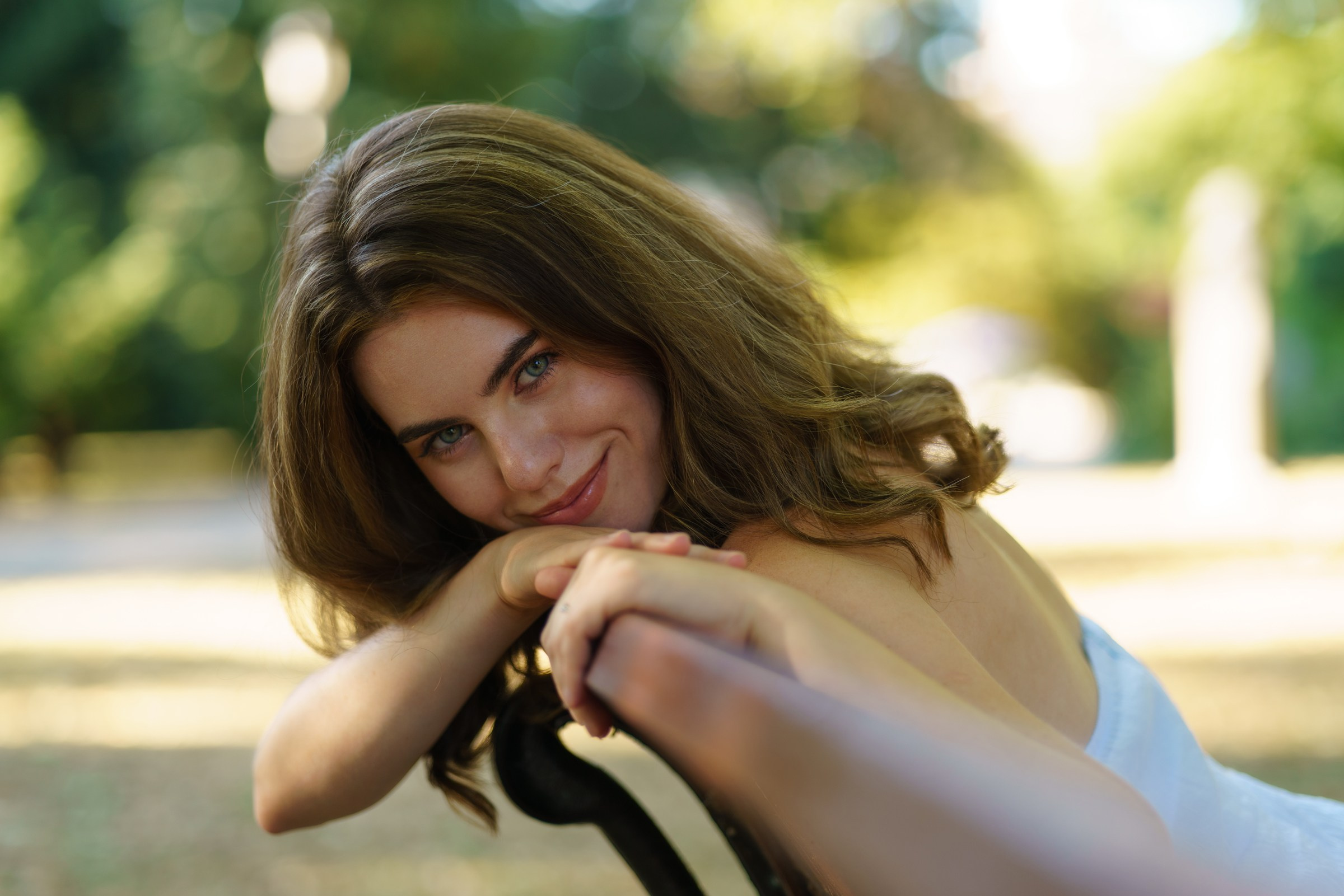 Casual female portrait in Sofia park during autumn