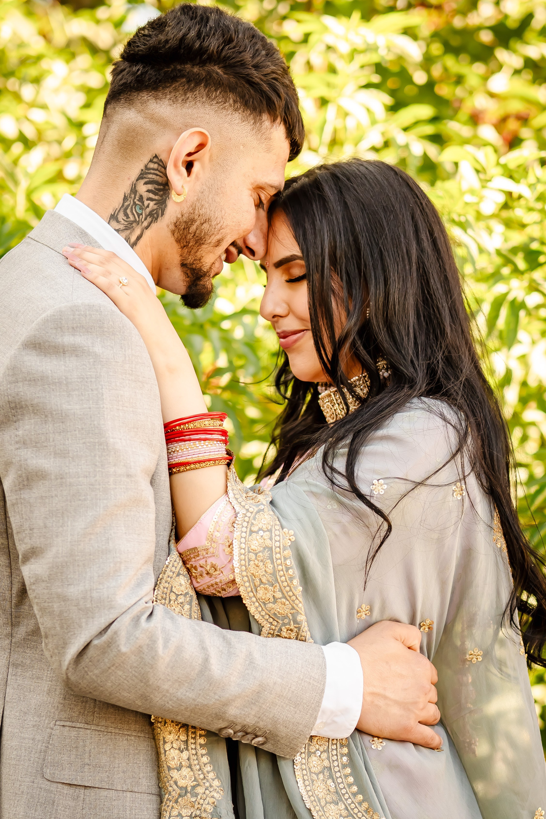 a man and woman holding each other