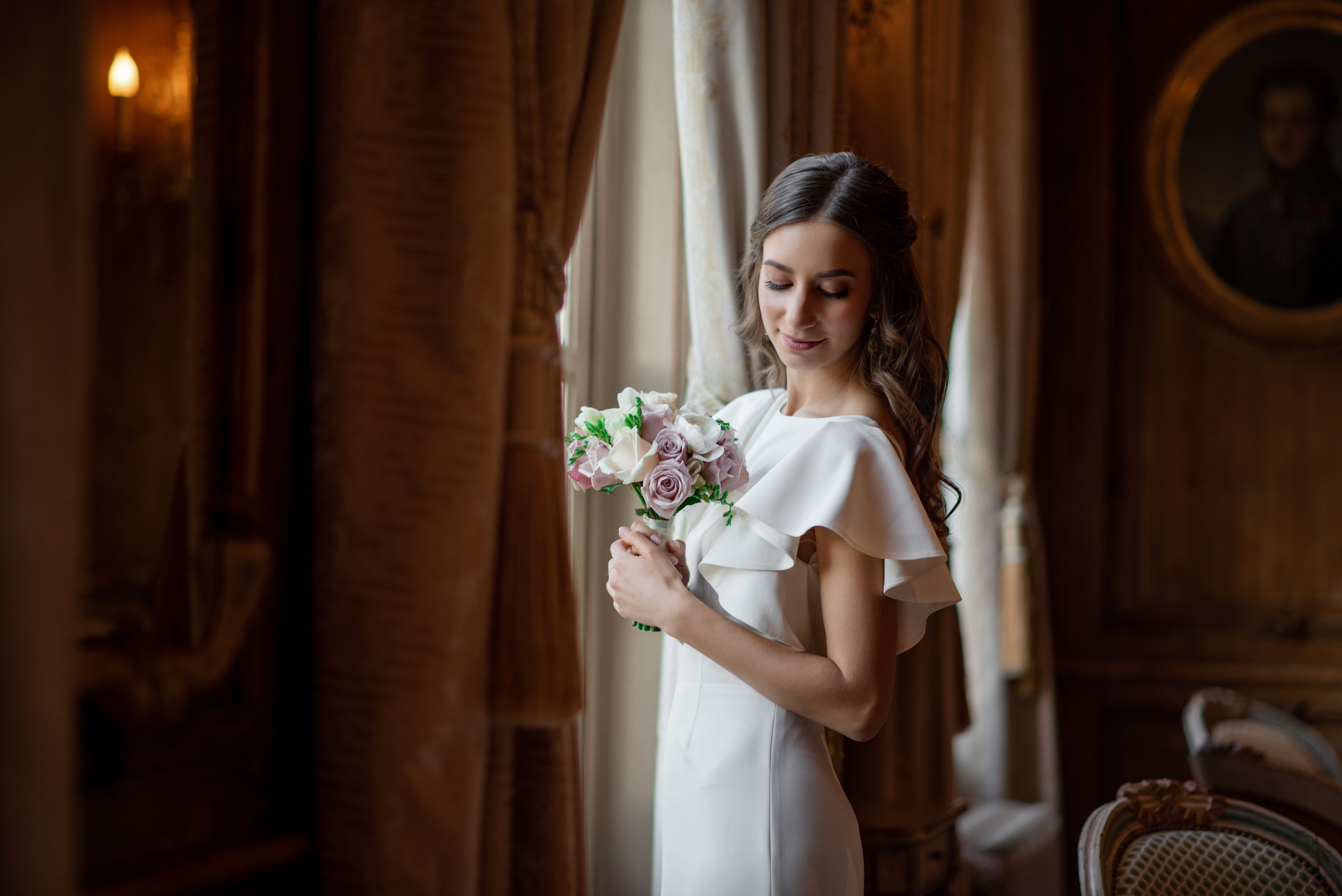 Couple marié sur la terrasse du Château de la Loire