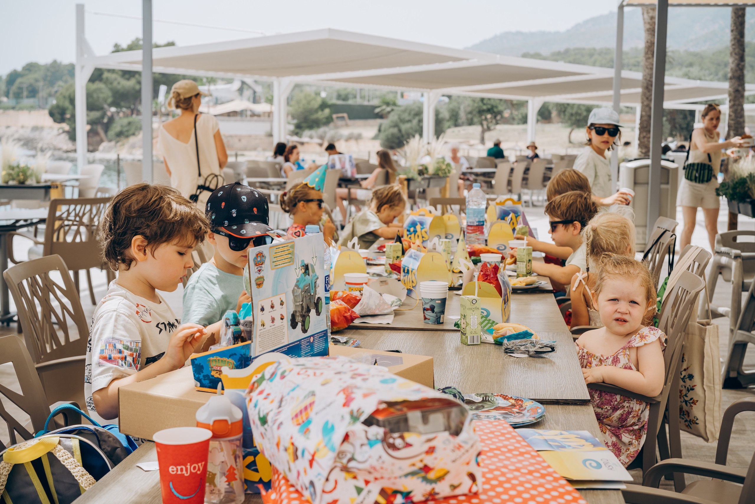 Kids birthday in aquapark. Photographer in Mallorca