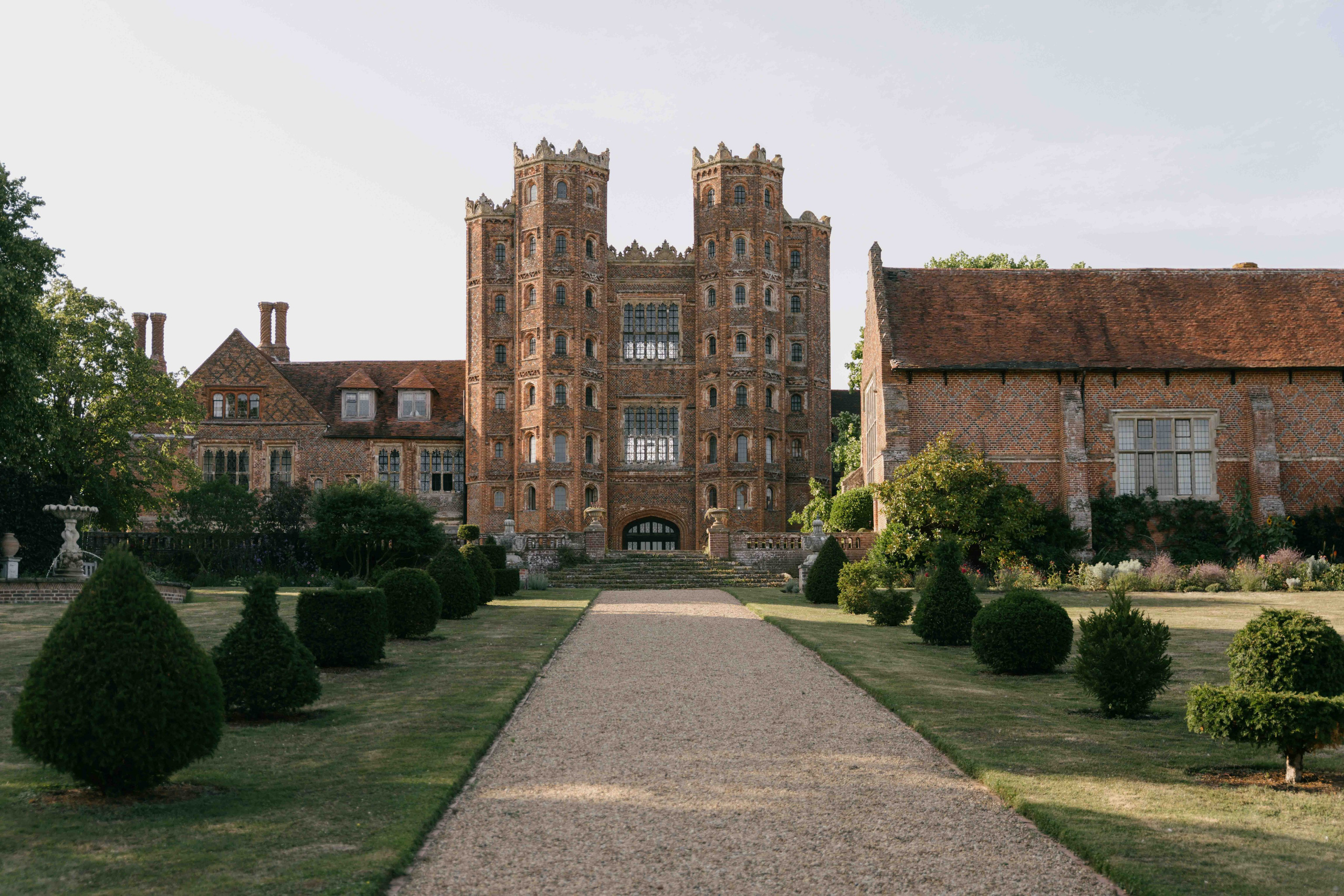     Layer Marney Tower wedding venue exterior in Essex UK summer
