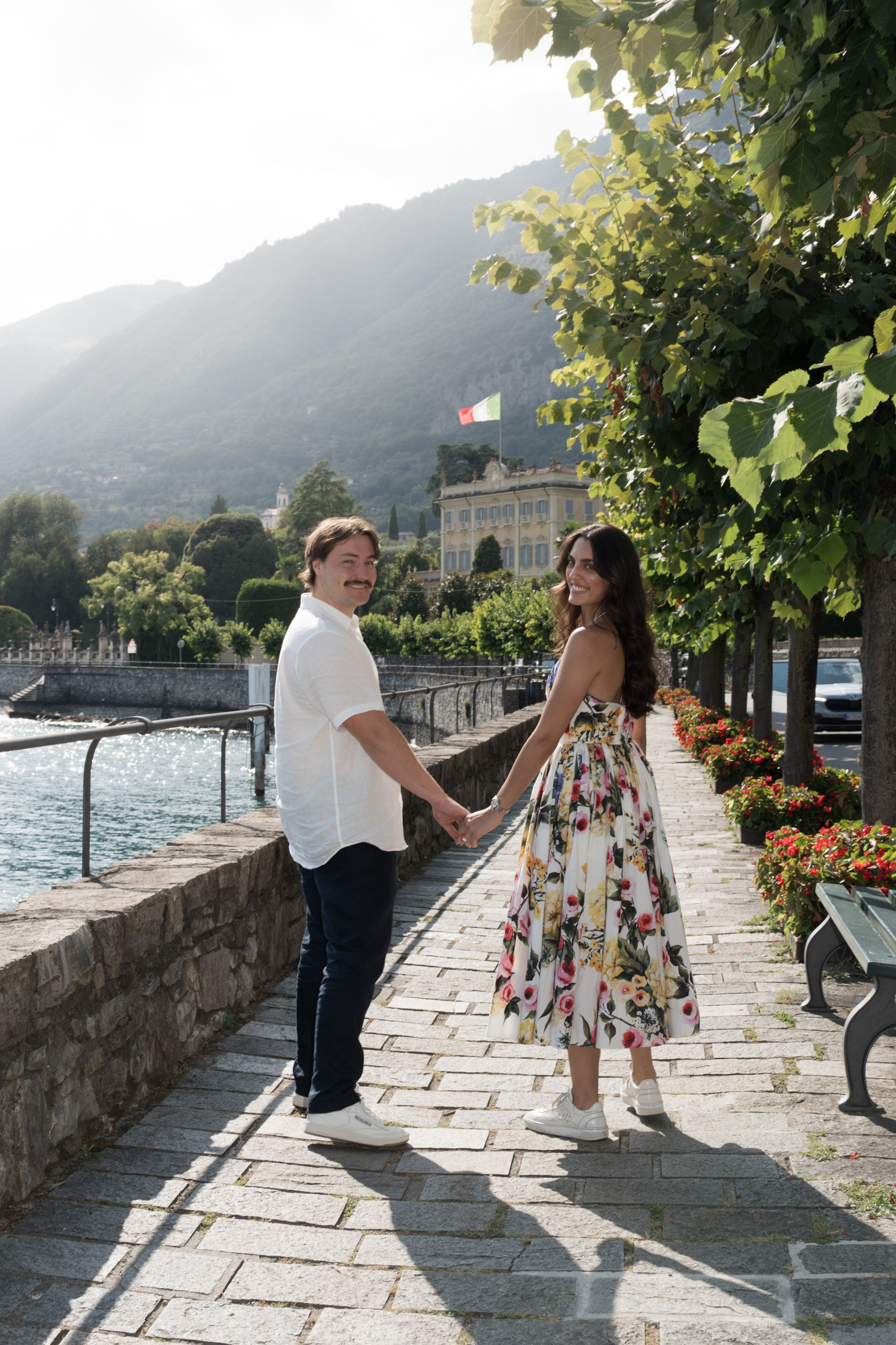 Engagement Photoshoot in Tremezzo. Lake Como Proposal Photographer | Surprise Proposals & Engagements