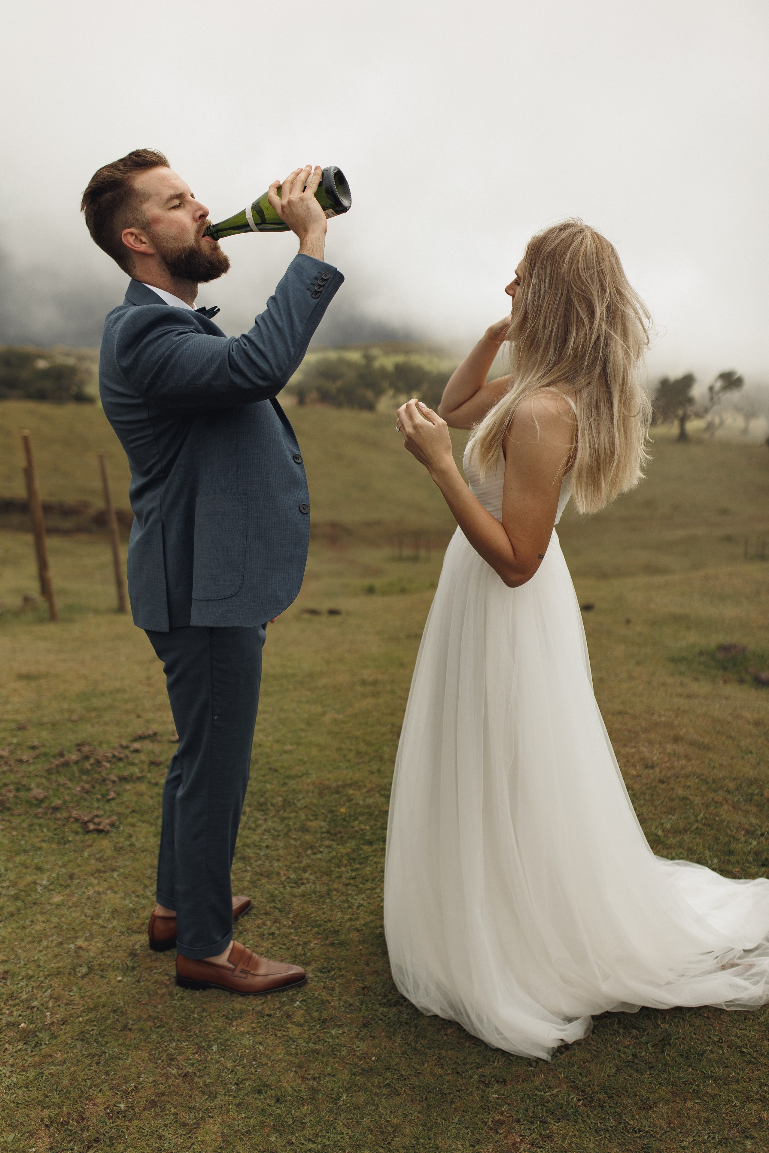 Beautiful elopement ceremony under the trees of Fanal Forest Madeira