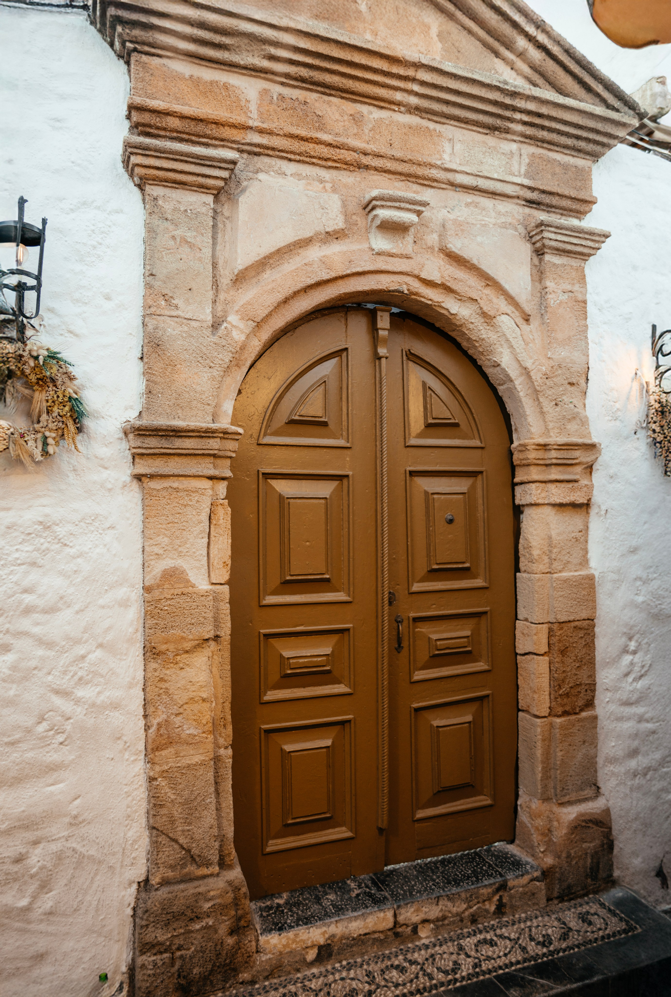 The ancient door in Lindos, Rhodes, Greece