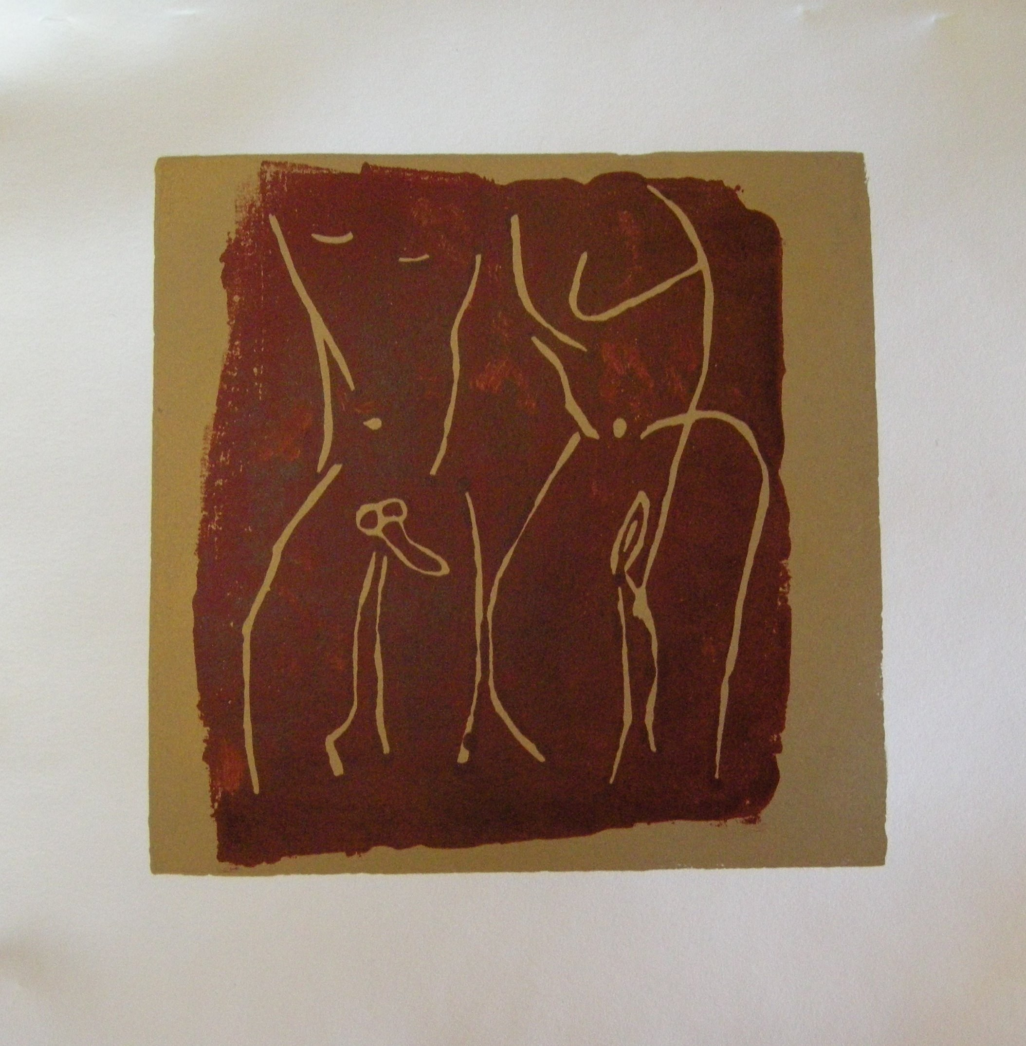 Akt rot-gold 2025 - 20x20 auf Papier 30x30