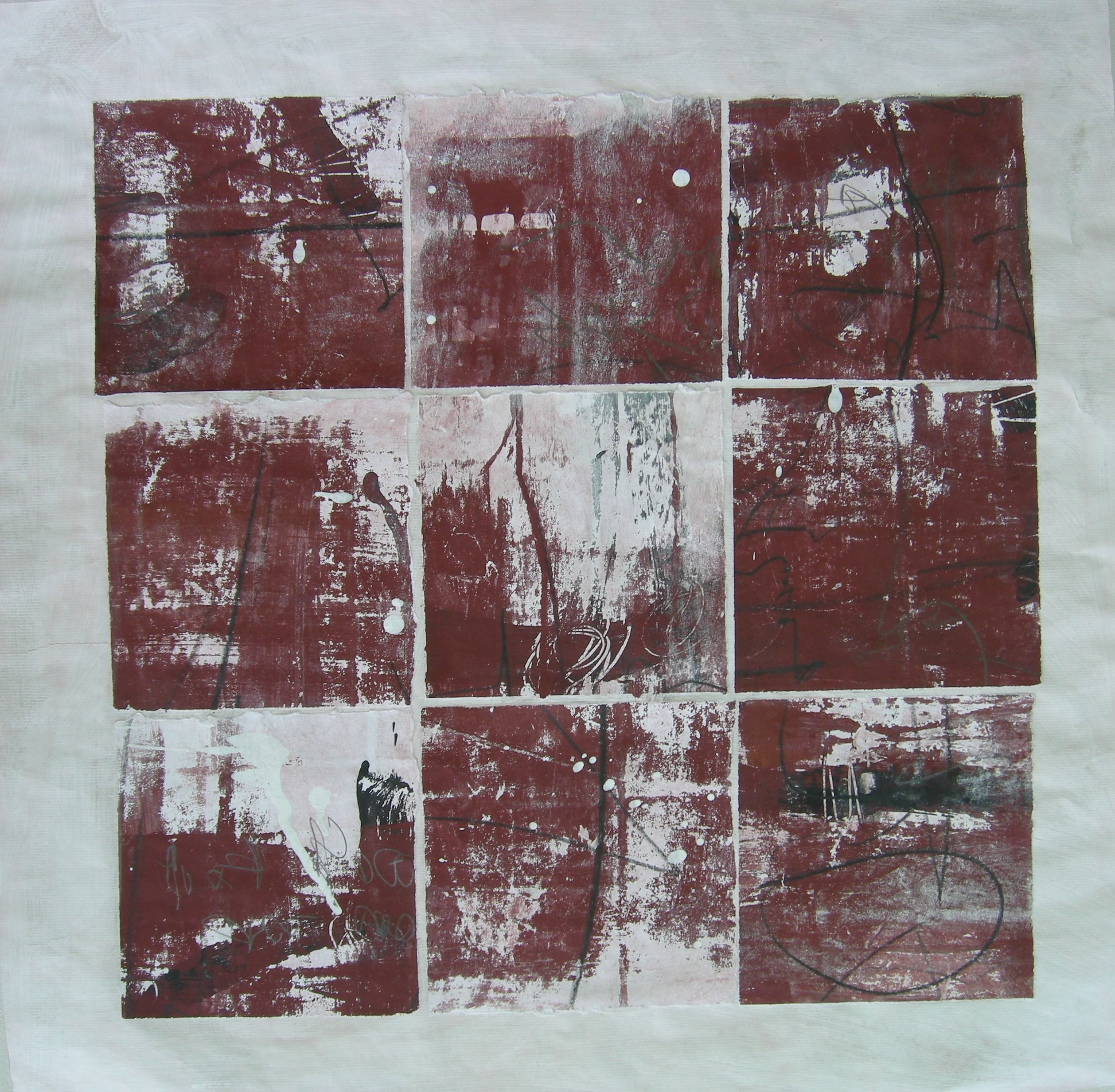O.T. 2010 - zirka 90x90                                                            Papier auf Holzplatten aufgezogen