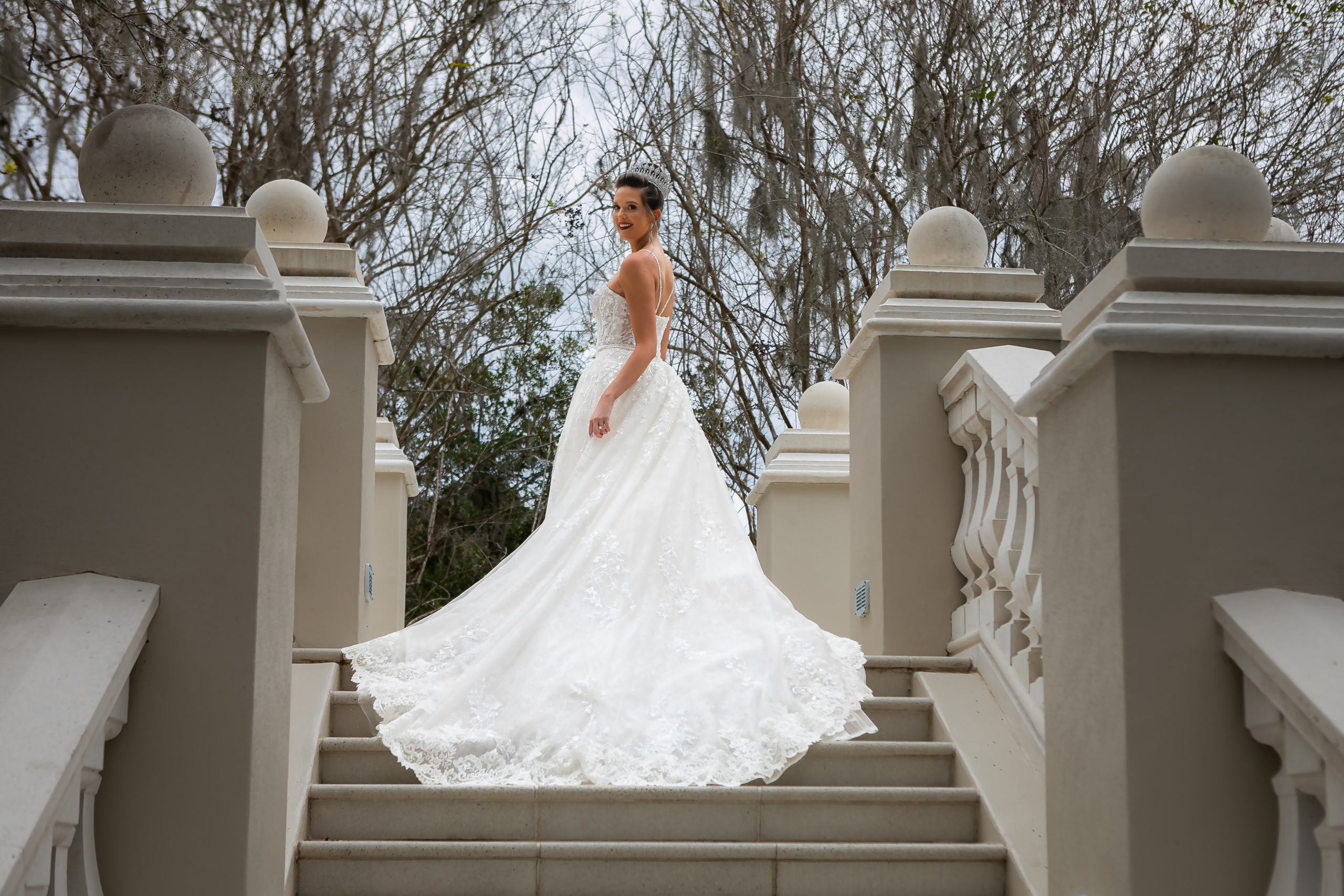 bride on the stairs 