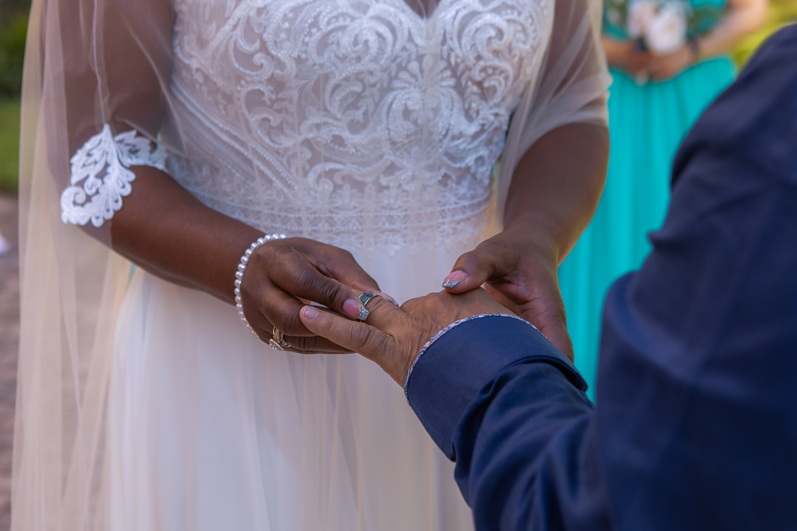 the couple exchange a rings