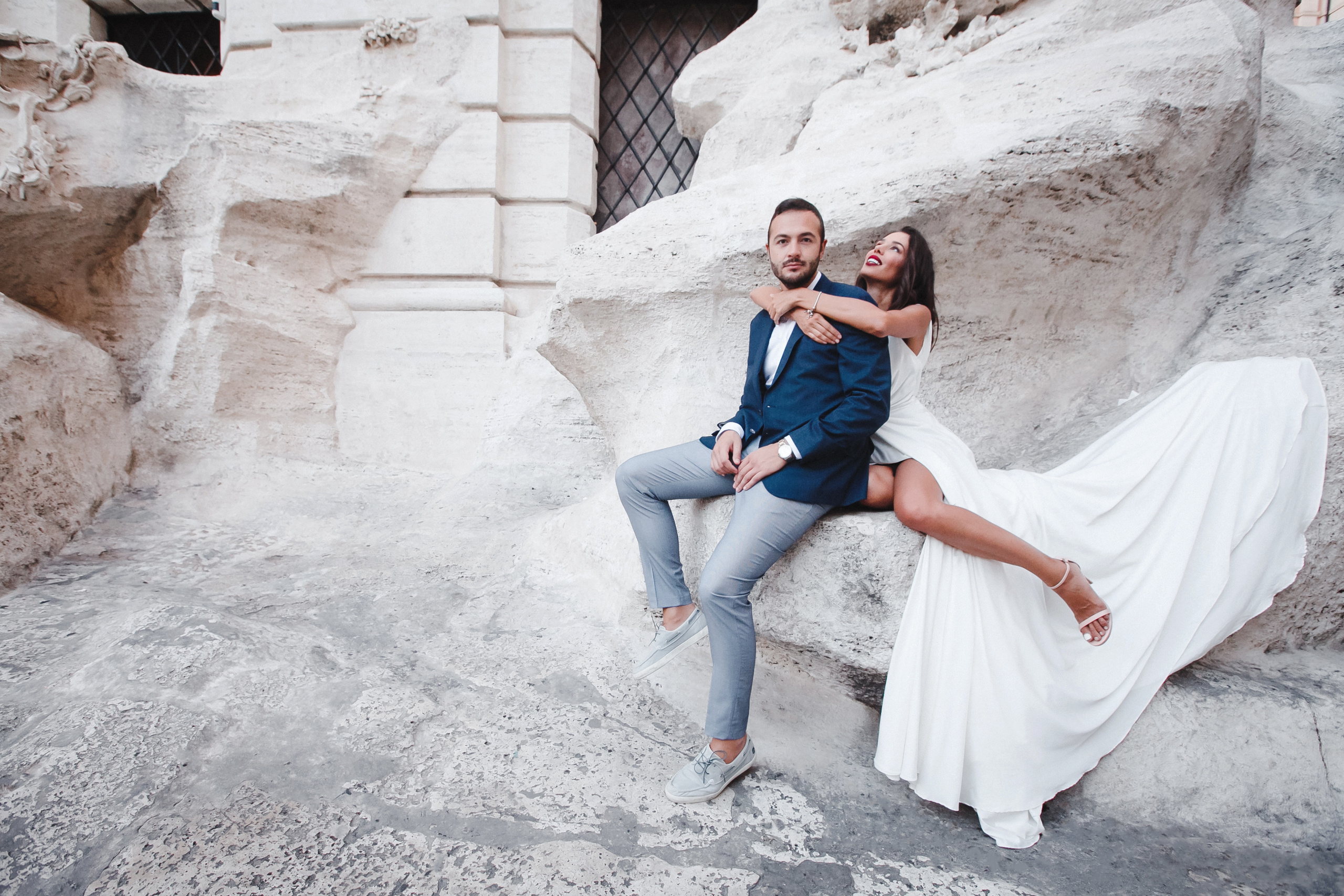 Trevi Fountain & Spanish steps Wedding Photowalk. Rome Penthouse Ceremony. Iurkovski PHOTOGRAPHY in Europe. Luxury destination weddings and events