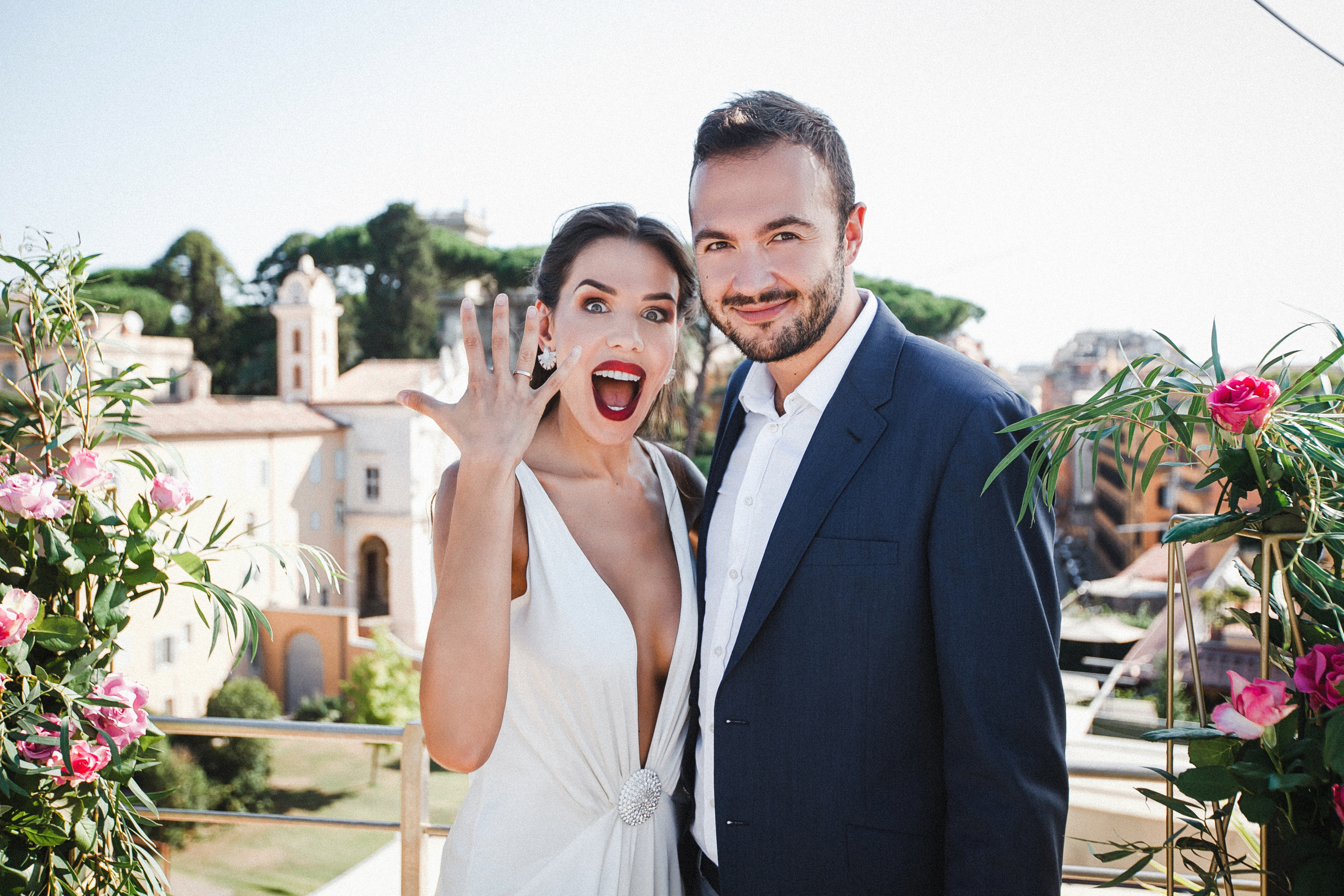 Trevi Fountain & Spanish steps Wedding Photowalk. Rome Penthouse Ceremony. Iurkovski PHOTOGRAPHY in Europe. Luxury destination weddings and events