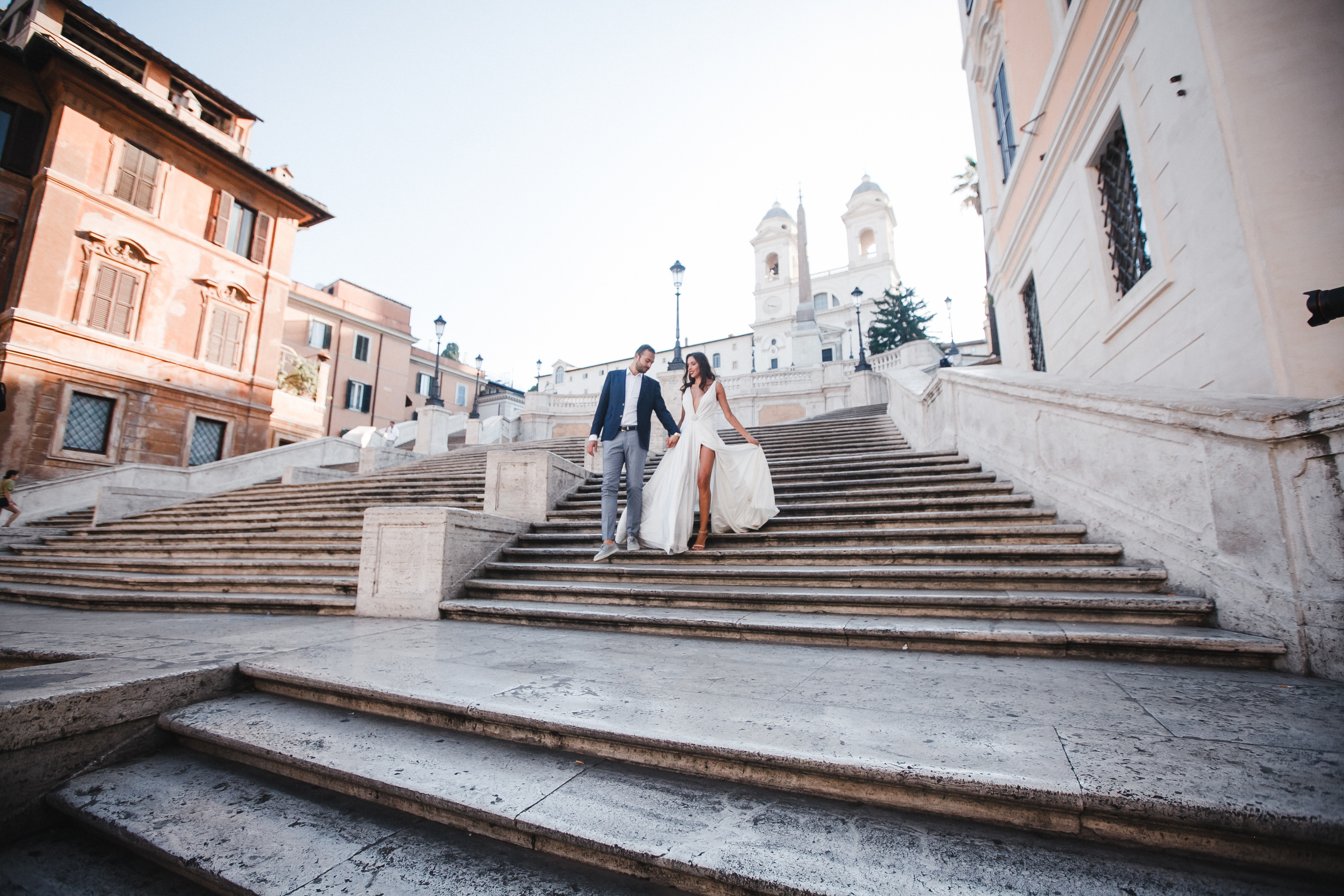 Trevi Fountain & Spanish steps Wedding Photowalk. Rome Penthouse Ceremony. Iurkovski PHOTOGRAPHY in Europe. Luxury destination weddings and events