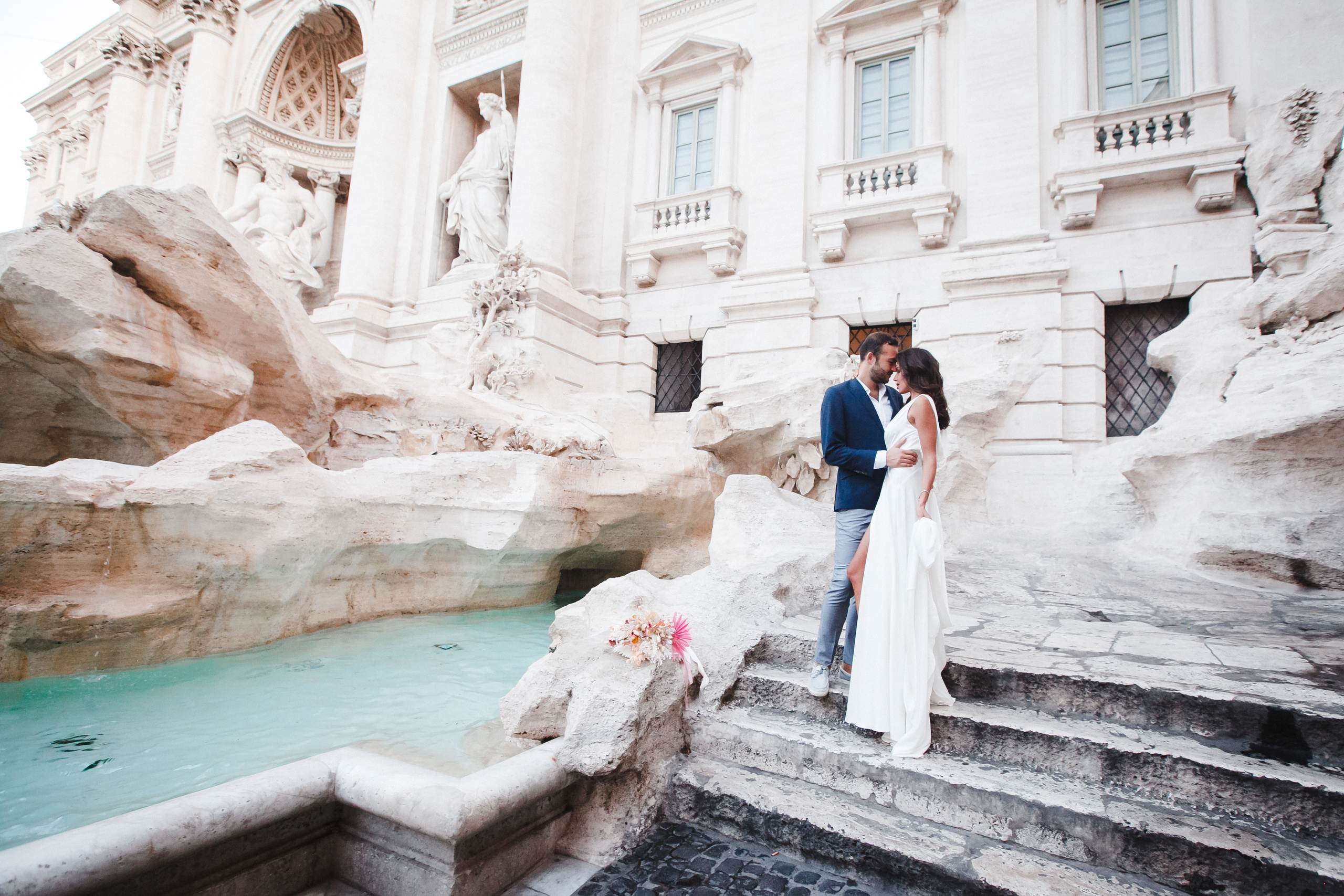 Trevi Fountain & Spanish steps Wedding Photowalk. Rome Penthouse Ceremony. Iurkovski PHOTOGRAPHY in Europe. Luxury destination weddings and events
