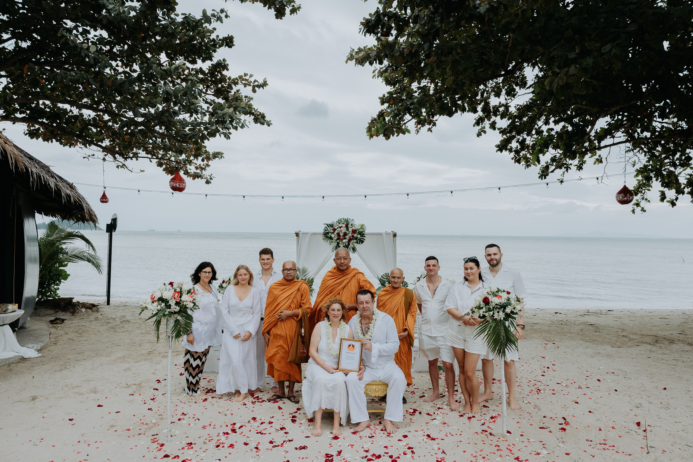 Simone & Matthias Peter. Buddhist blessing wedding Ceremony on Koh Samui, Thailand