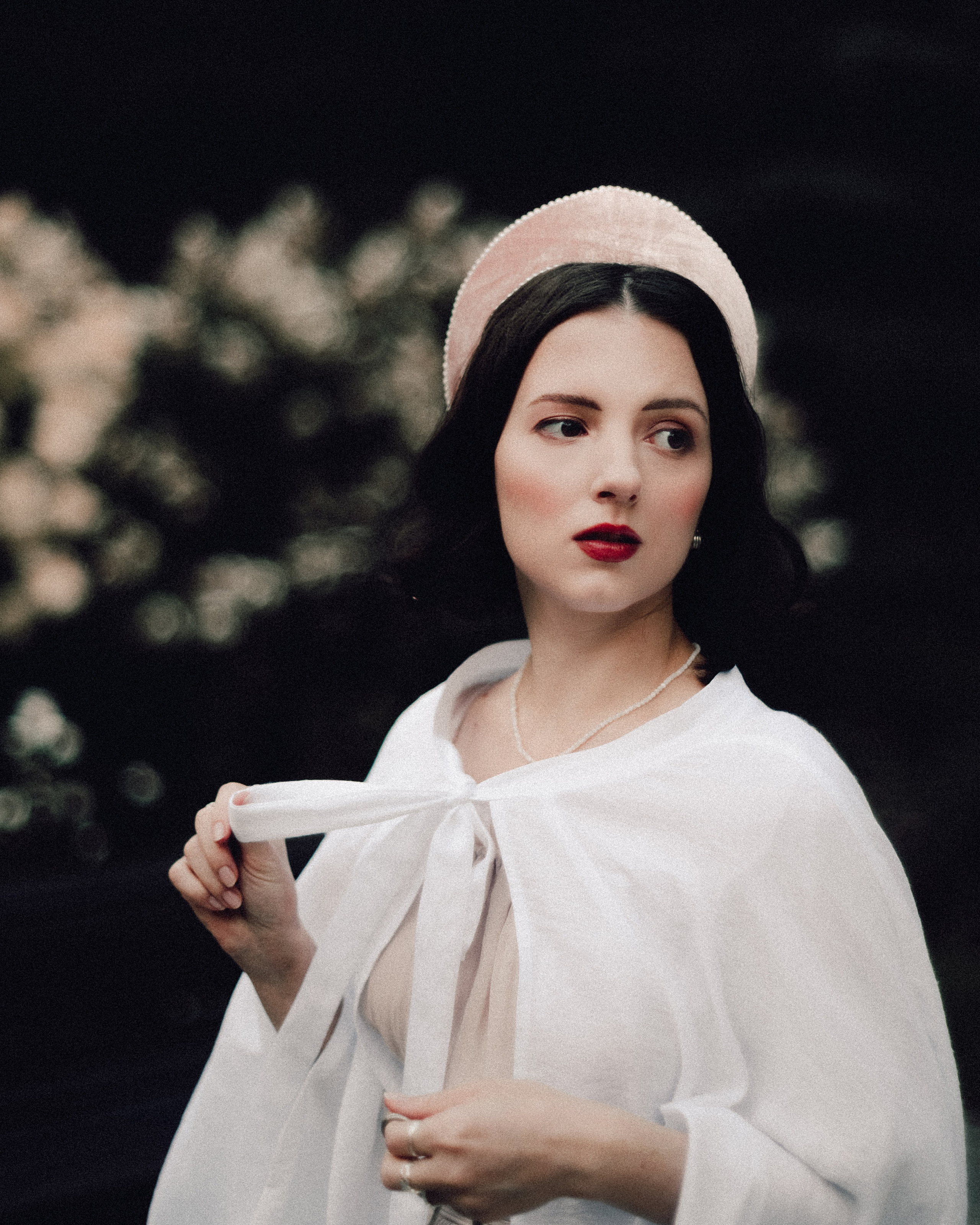 Slavic folklore shoot in traditional headwear and white dress. Moth & Moss Photography