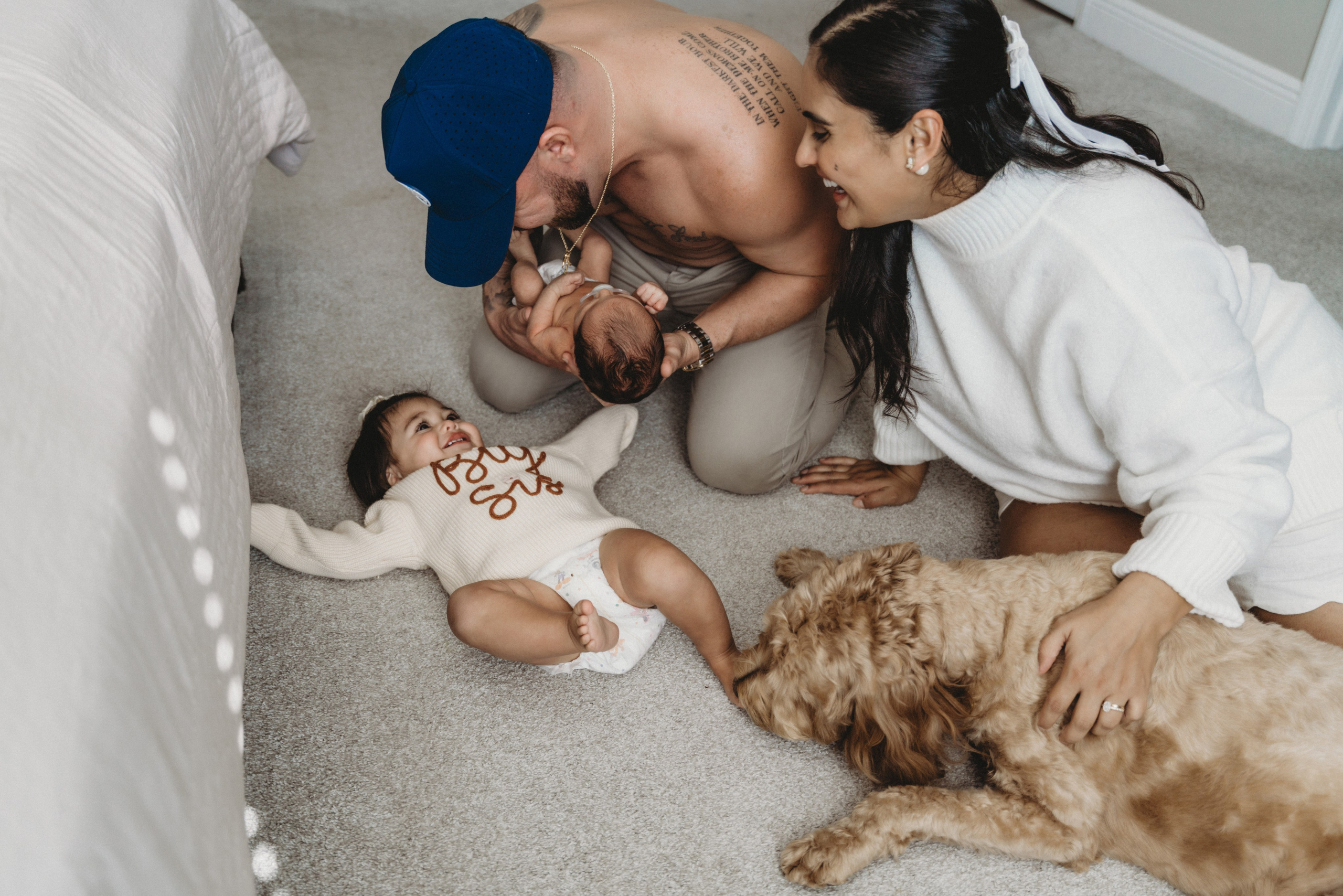 Portrait of family on the floor
