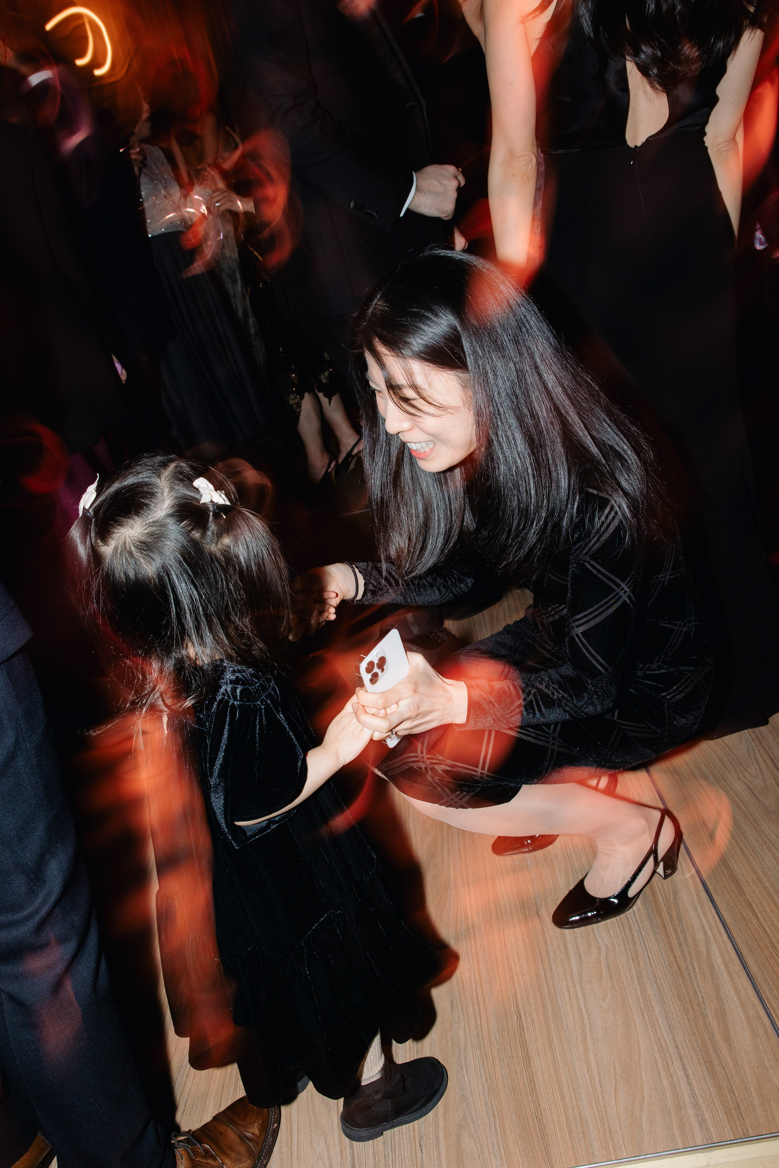 a woman in a black dress