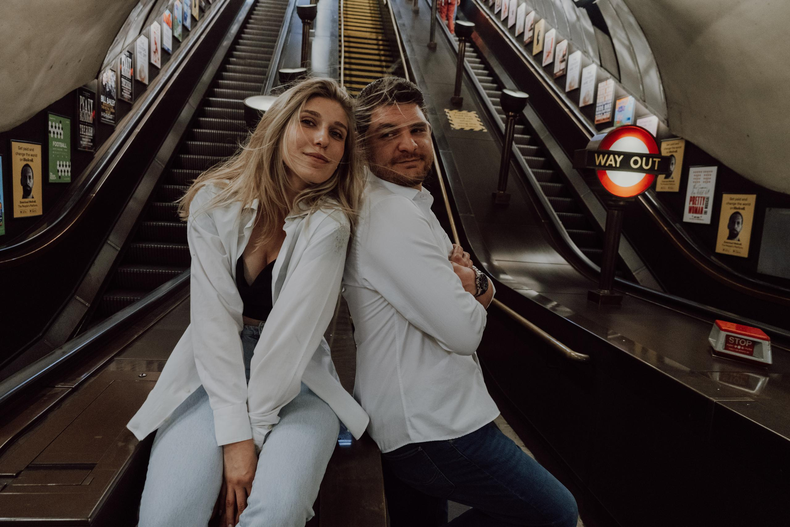 Engagement session in the tube|Bakerloo line. London portrait and family photographer