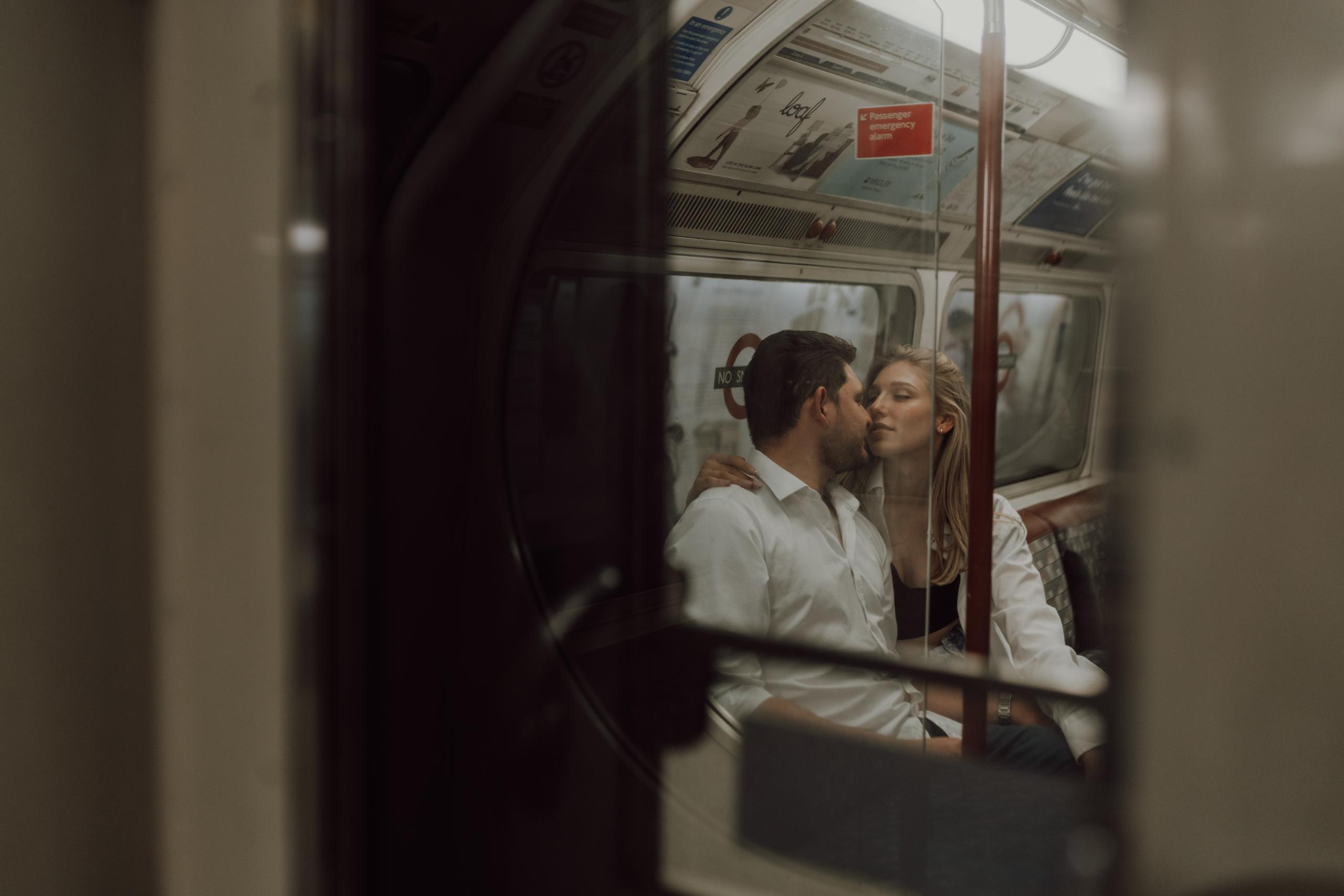 Engagement session in the tube|Bakerloo line. London portrait and family photographer