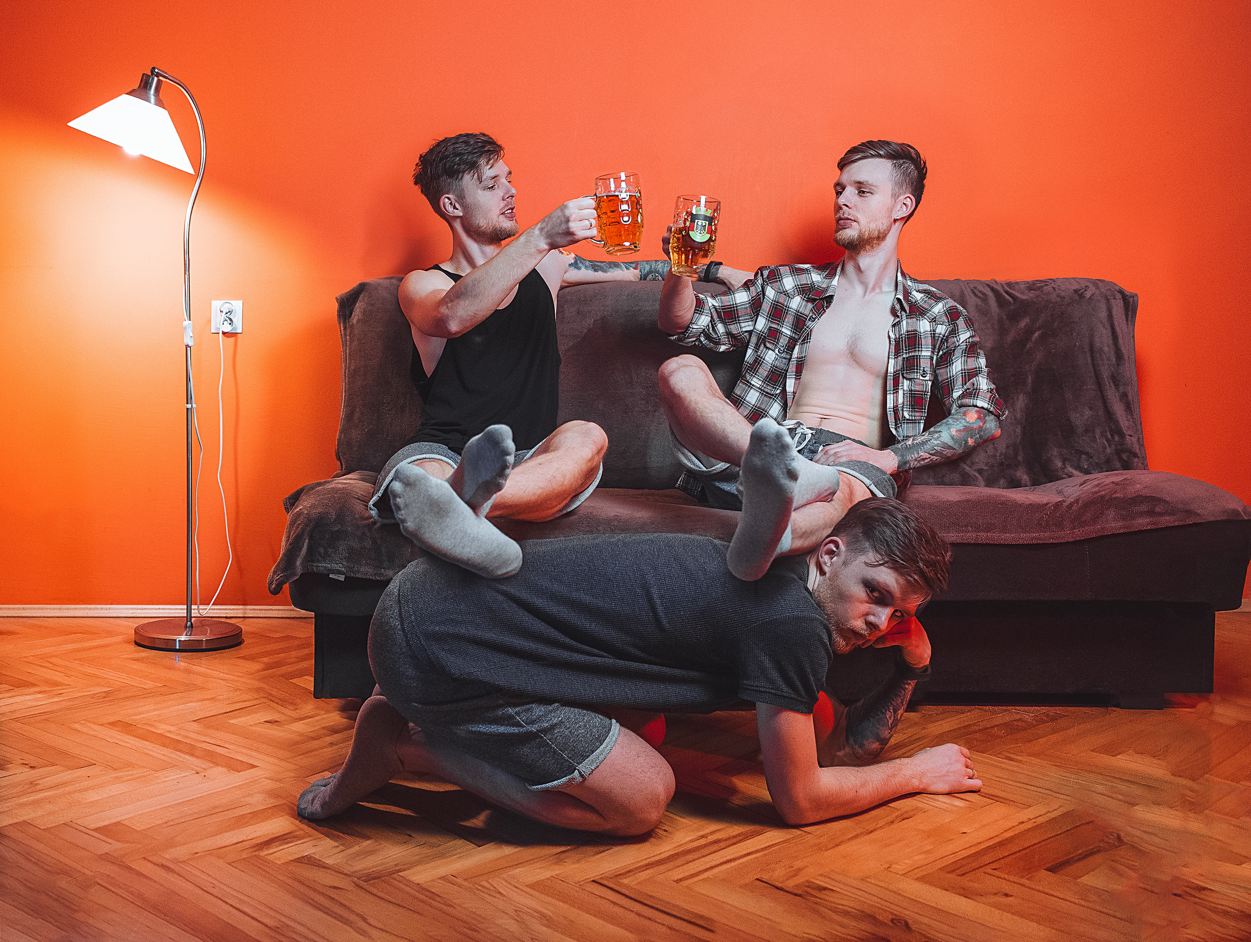 Creative multiple fun self portraits - "Beer"- Dimitri Ilkov photography