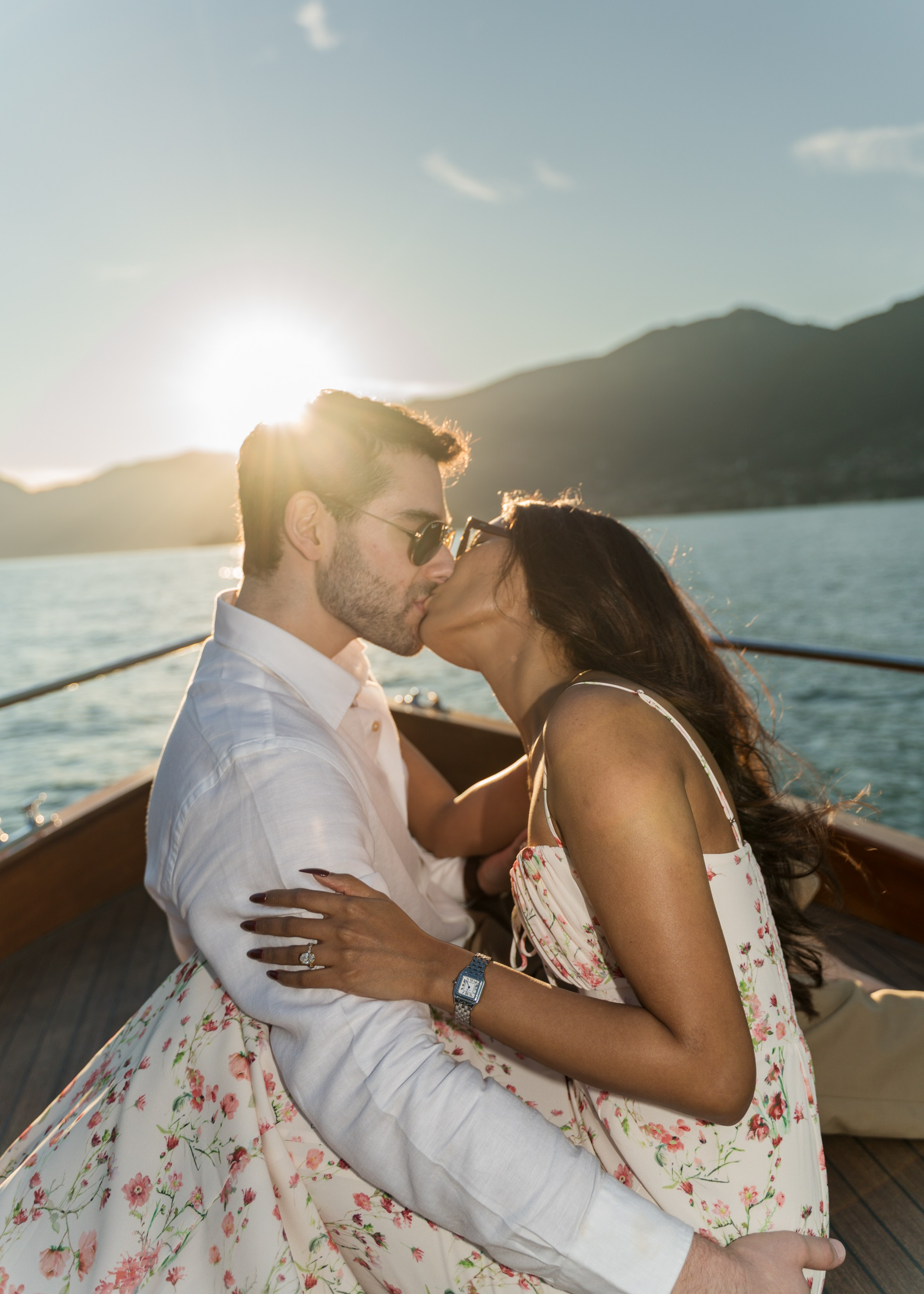 Villa Balbianello Luxury Boat Proposal. Proposal Photographer in Lake Como