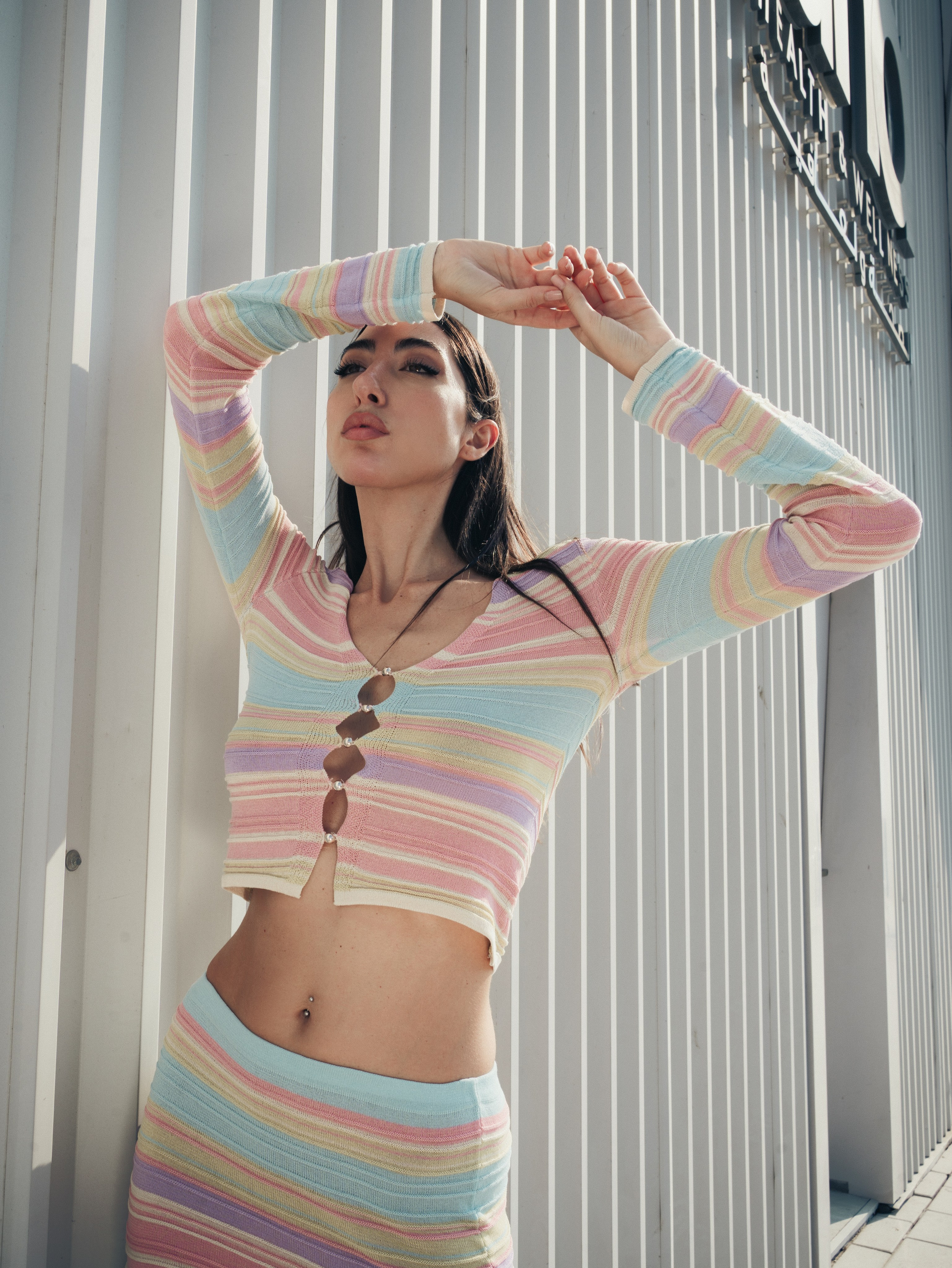 #E3C Sun lines. Alisha Geva | Contemporary fashion women’s portrait Dubai